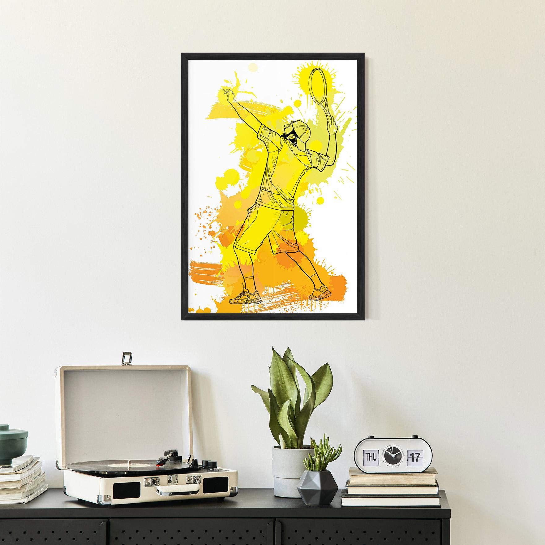 Gerahmte Poster Yellow Art Tennis mockup 2