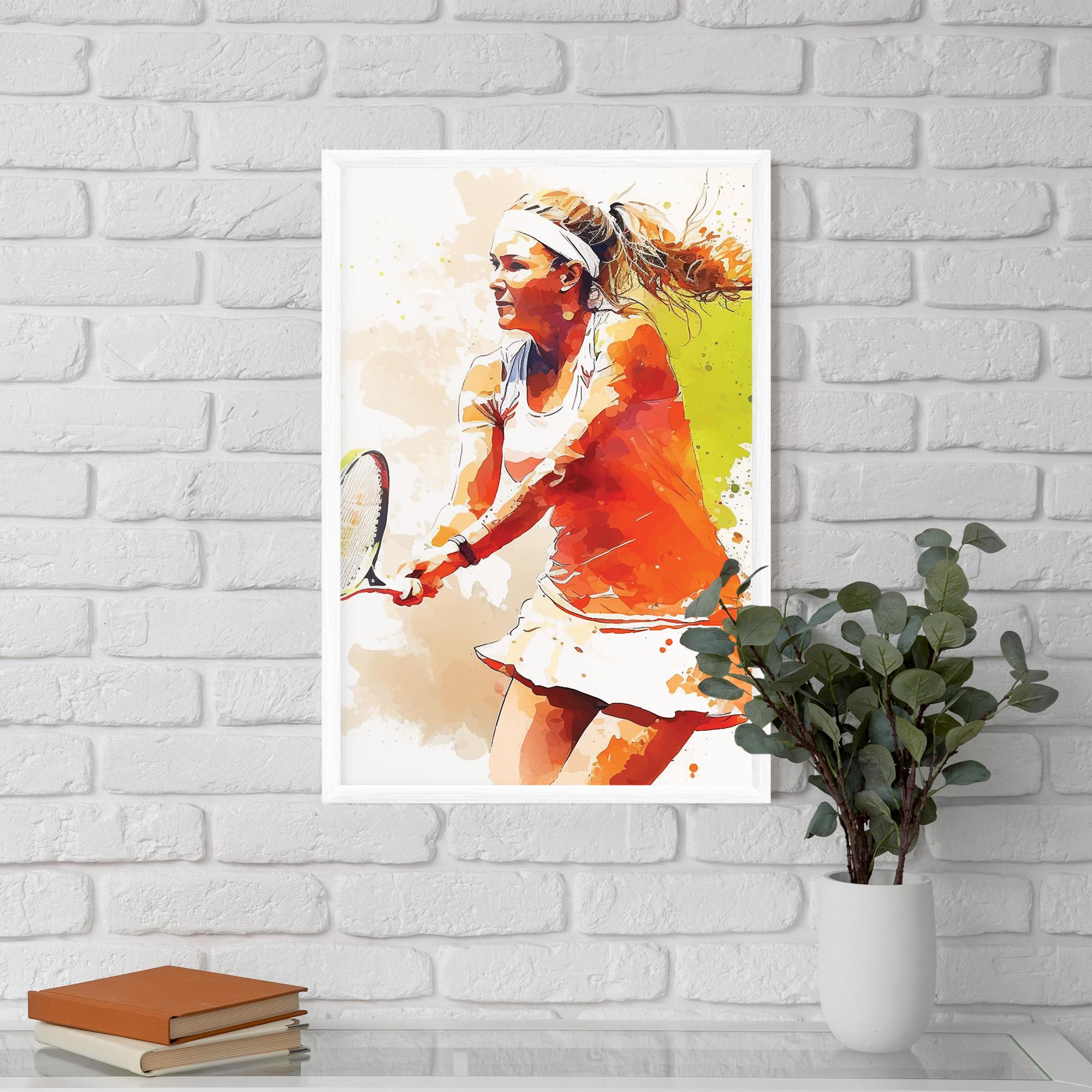 Gerahmte Poster Orange Watercolor Tennis mockup 5