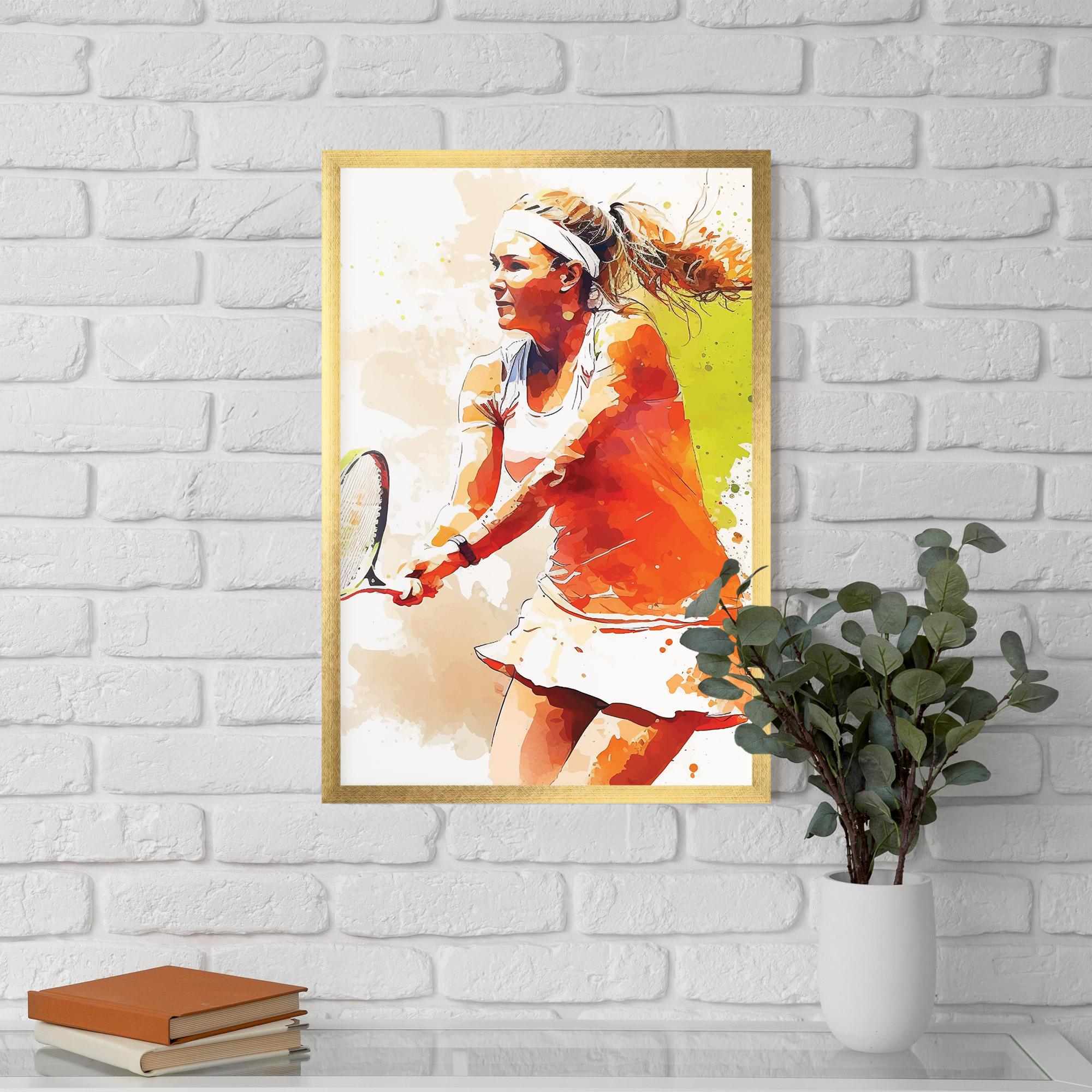 Gerahmte Poster Orange Watercolor Tennis mockup 5