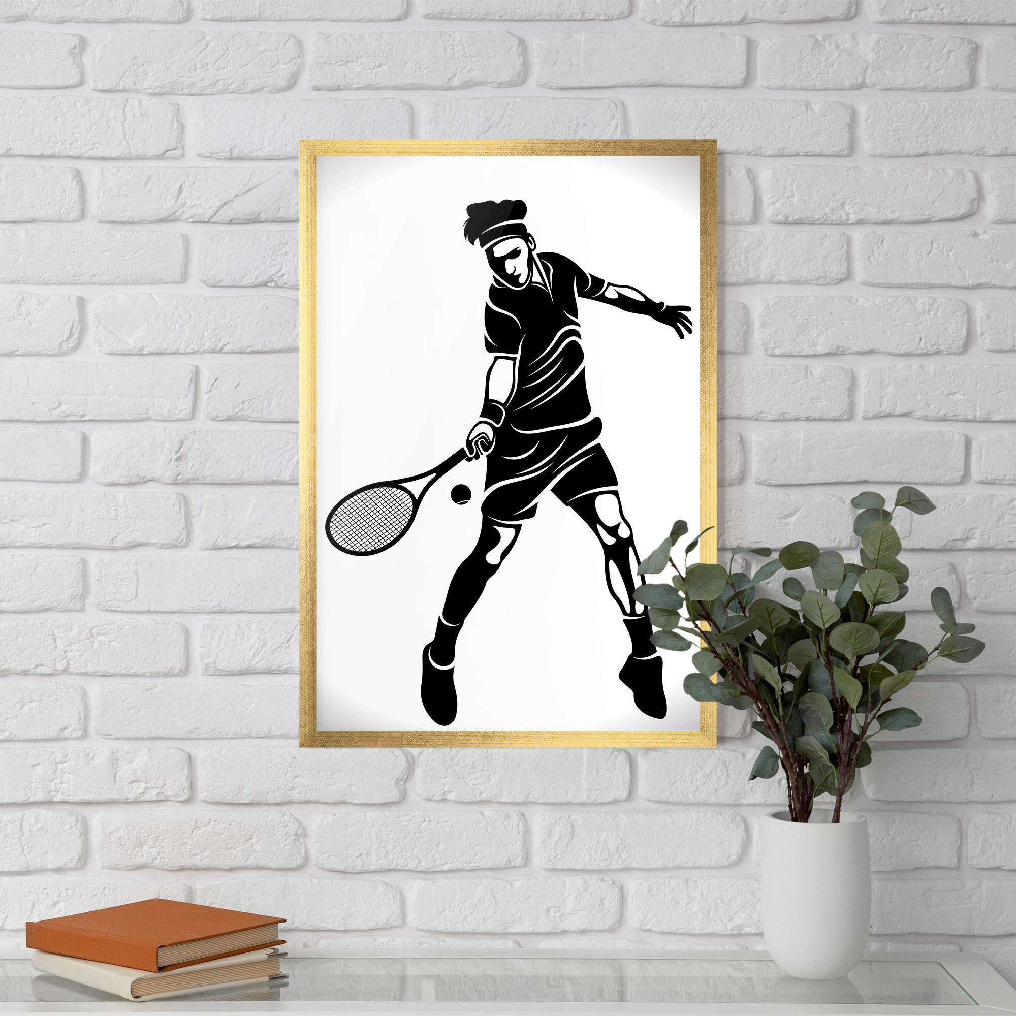 Gerahmte Poster Tennis Player Line mockup 5