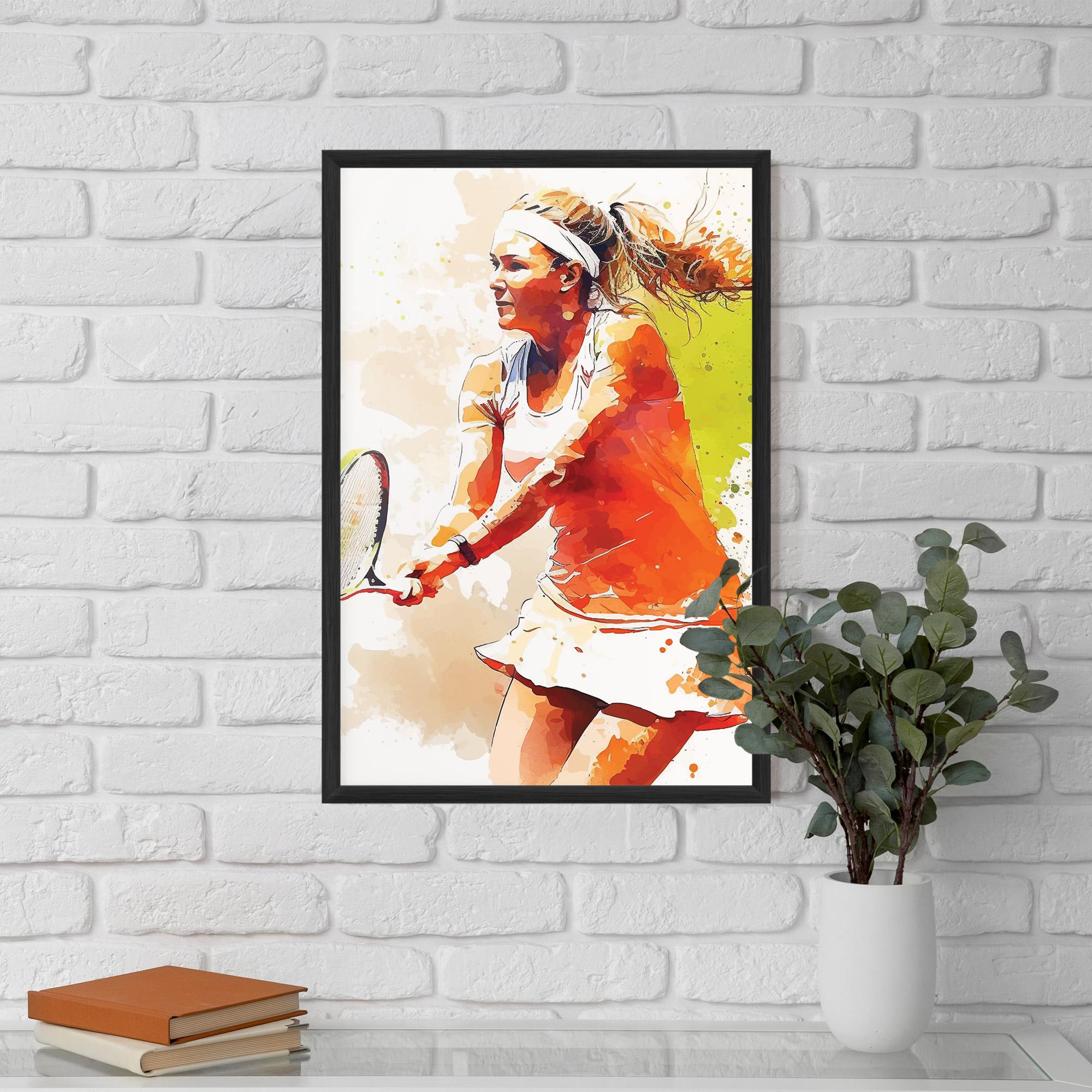 Gerahmte Poster Orange Watercolor Tennis mockup 5
