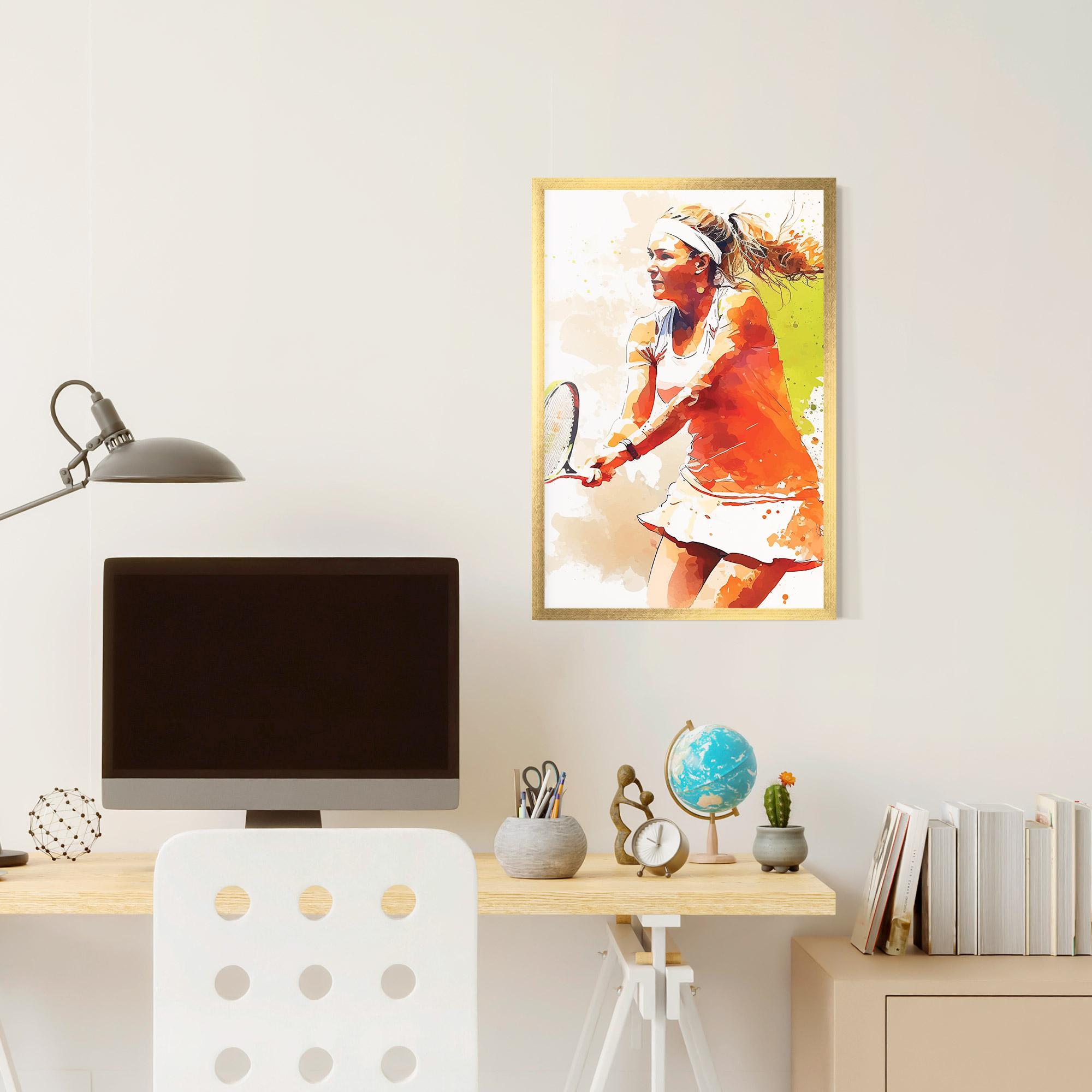 Gerahmte Poster Orange Watercolor Tennis mockup 6