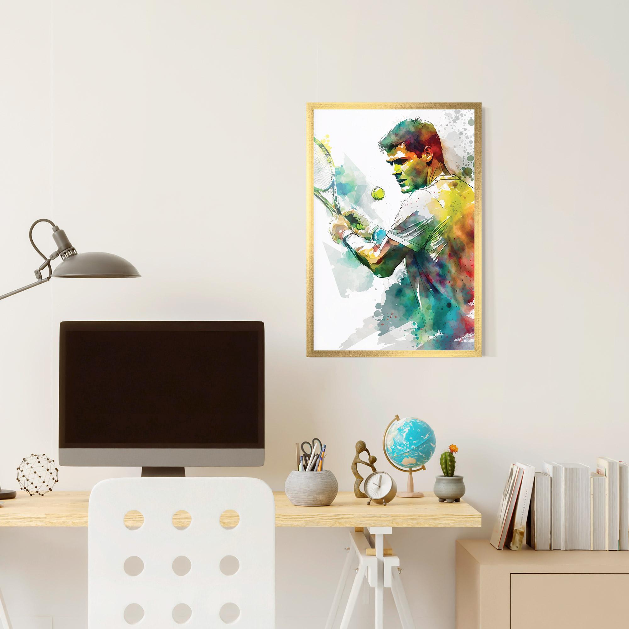 Gerahmte Poster Tenis Watercolor mockup 6