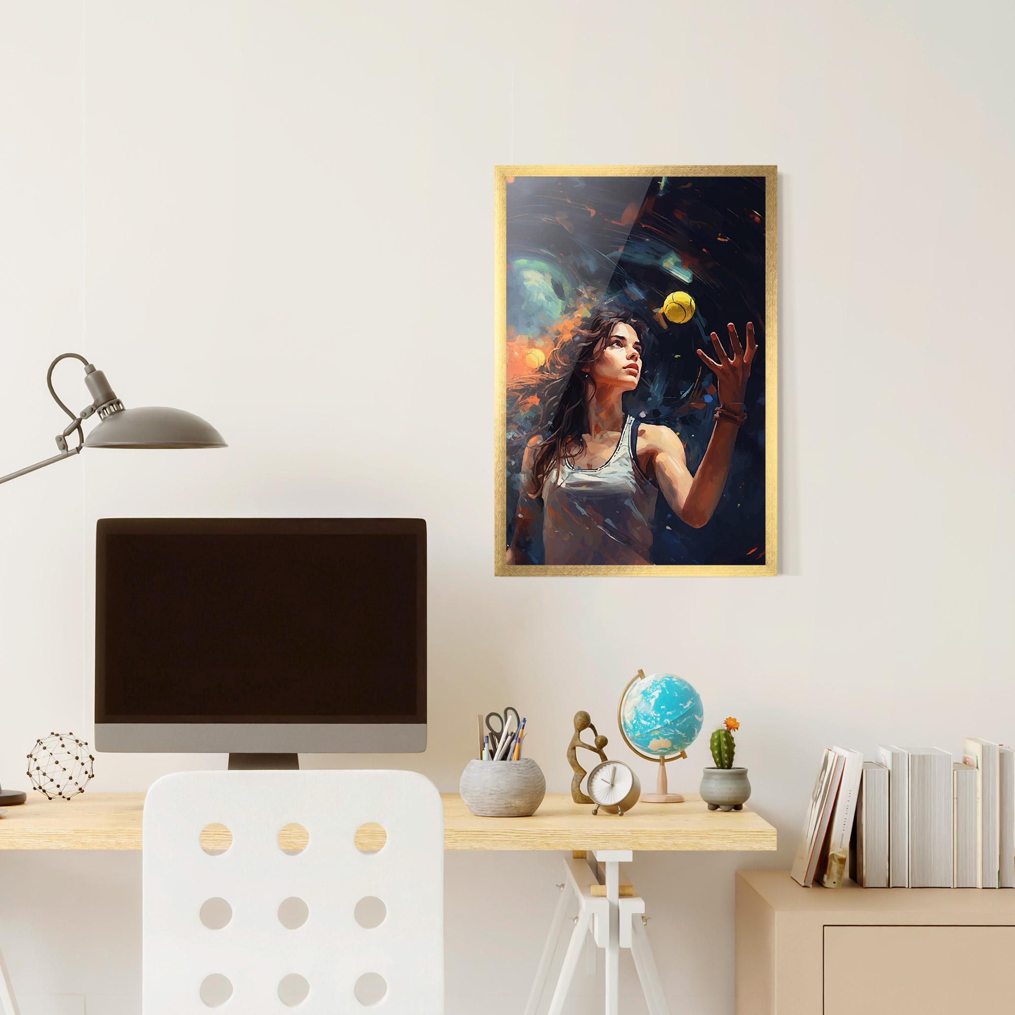 Gerahmte Poster Tennis Pretty Girl mockup 6