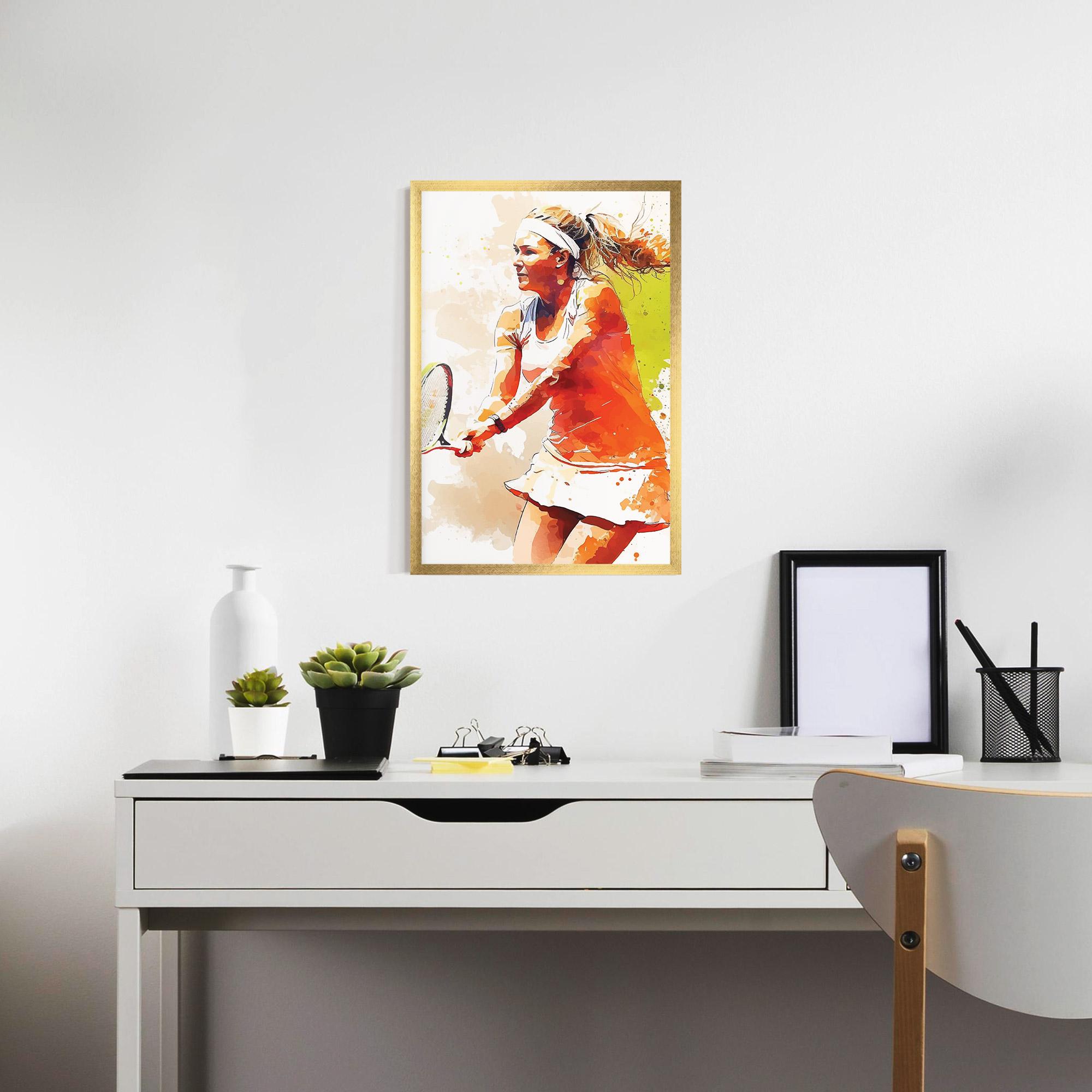 Gerahmte Poster Orange Watercolor Tennis mockup 7