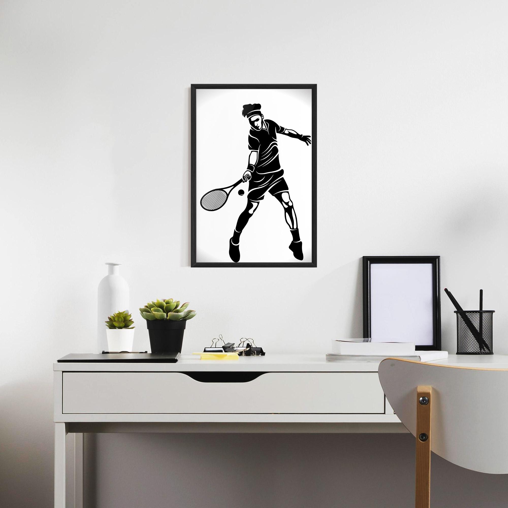 Gerahmte Poster Tennis Player Line mockup 7