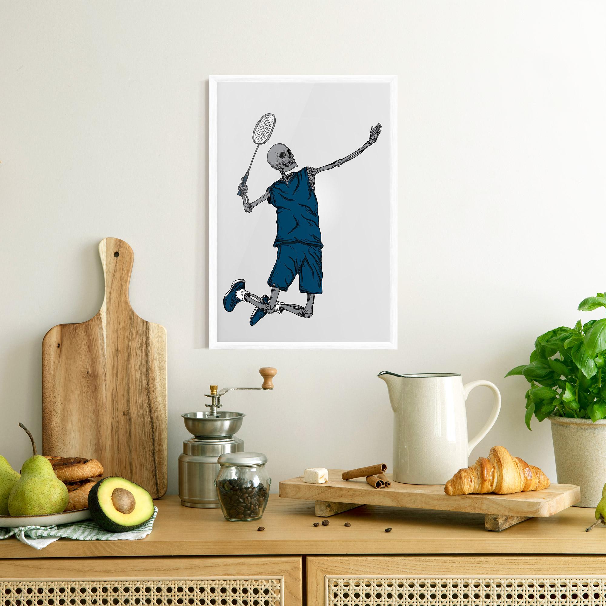 Gerahmte Poster Blue Skull Tennis mockup 8