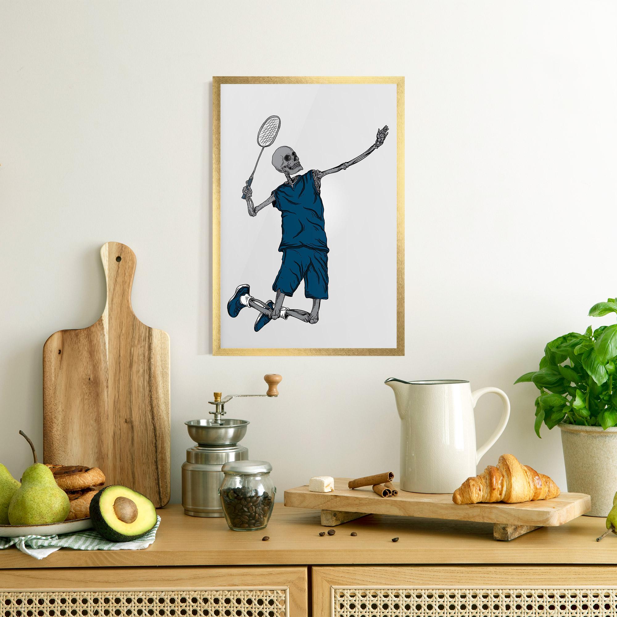Gerahmte Poster Blue Skull Tennis mockup 8