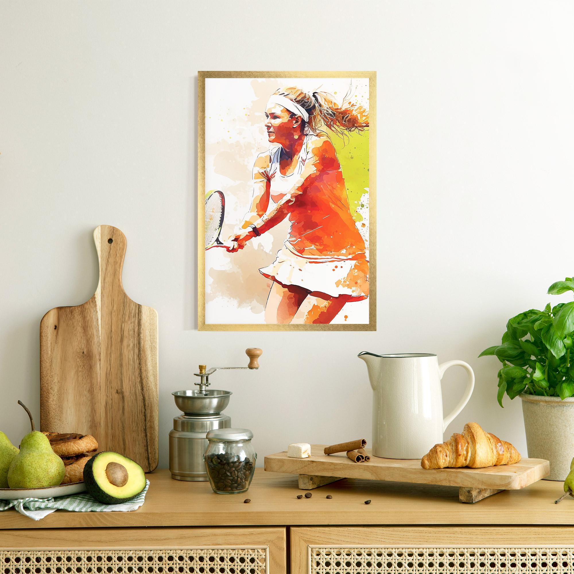 Gerahmte Poster Orange Watercolor Tennis mockup 8