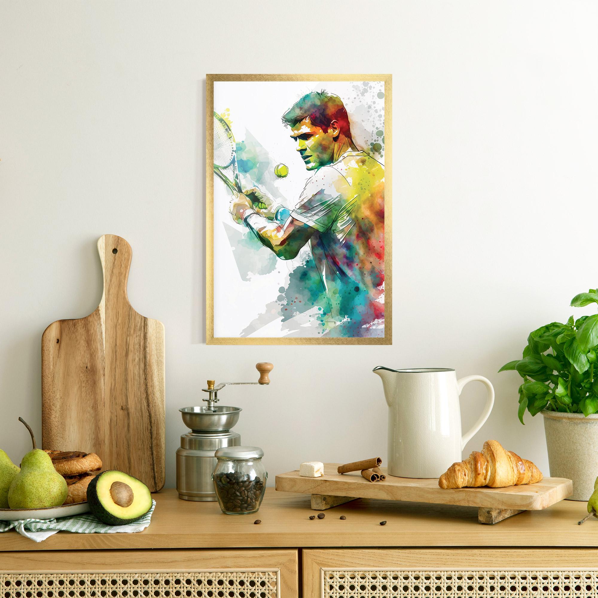 Gerahmte Poster Tenis Watercolor mockup 8