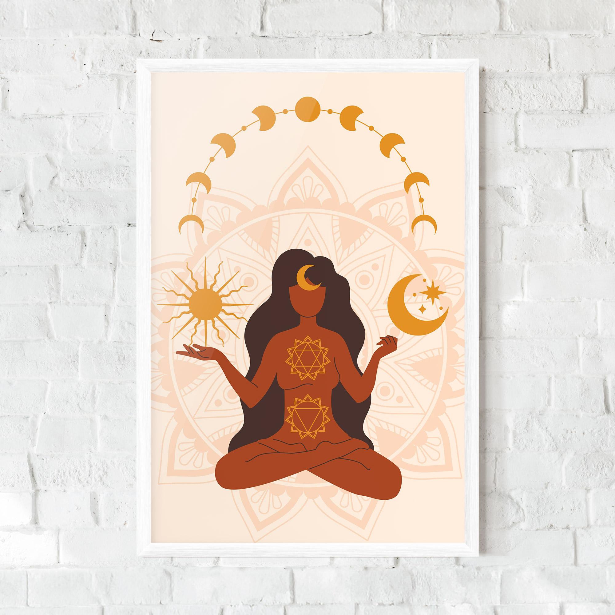 Gerahmte Poster Moon Sun Meditation mockup 0