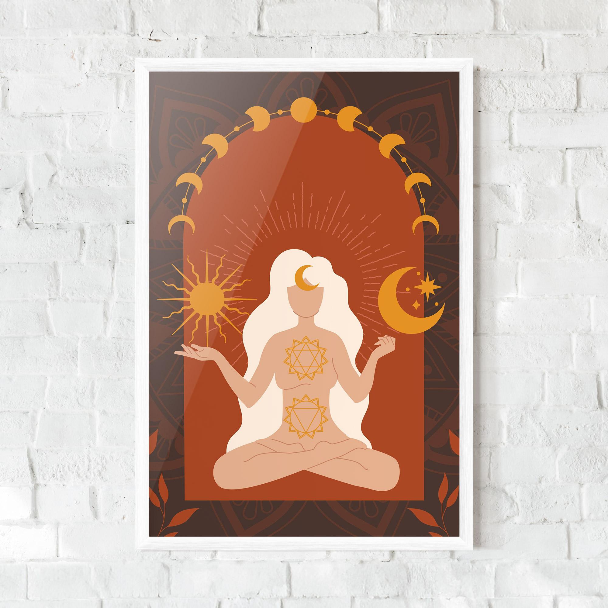 Gerahmte Poster Sun Moon Meditation mockup 0