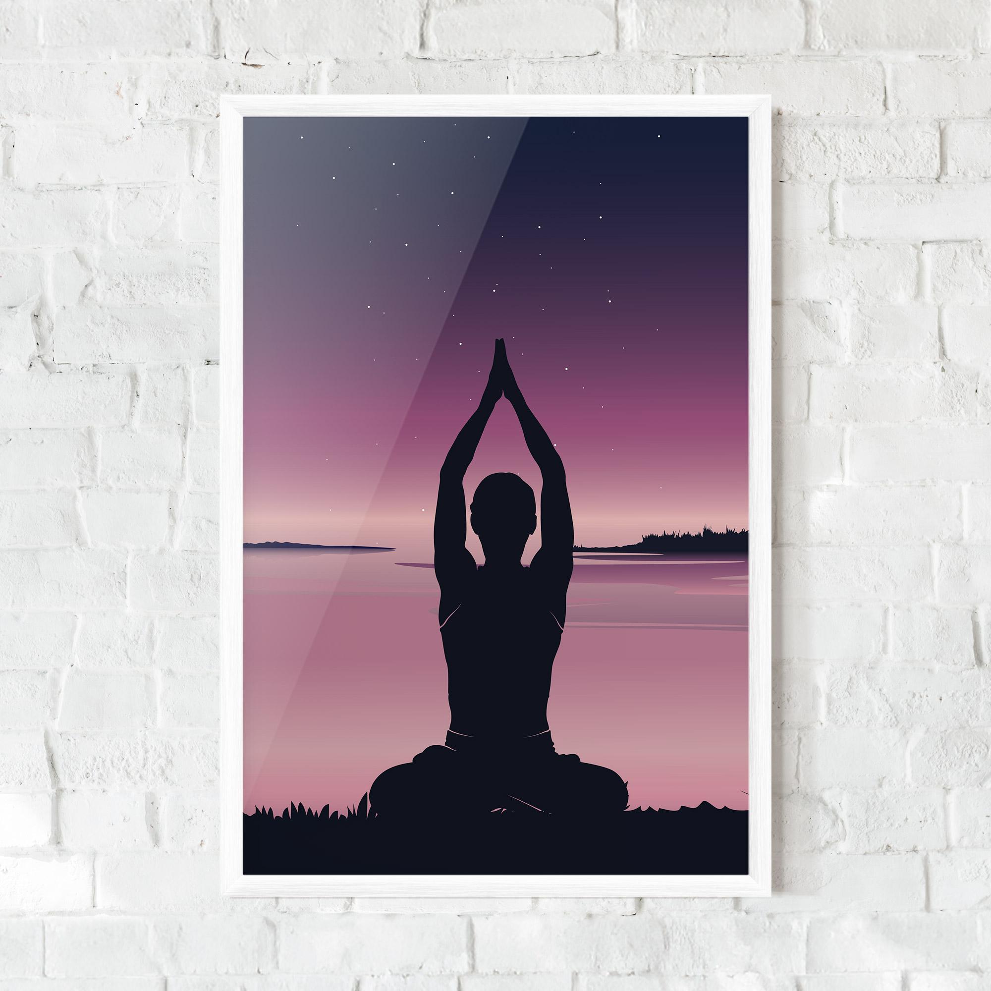 Gerahmte Poster Yoga Purple Sky mockup 0