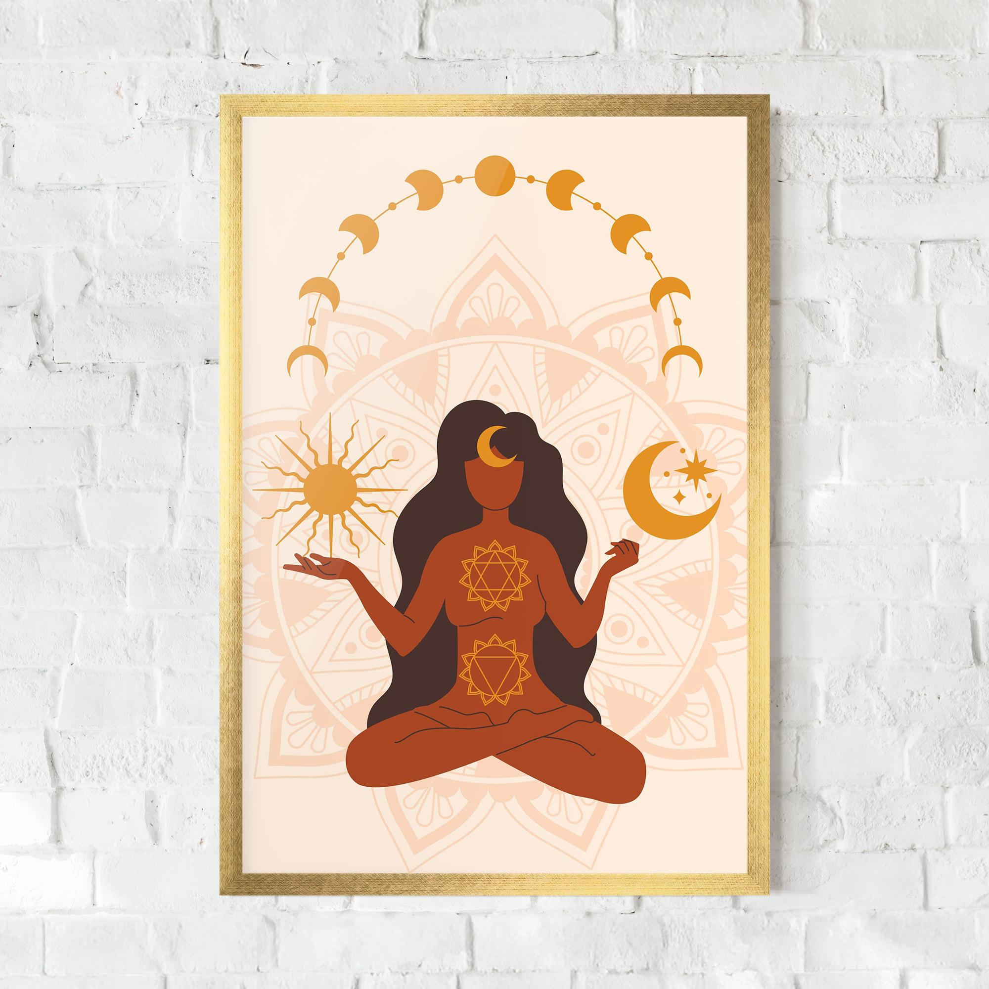 Gerahmte Poster Moon Sun Meditation mockup 0