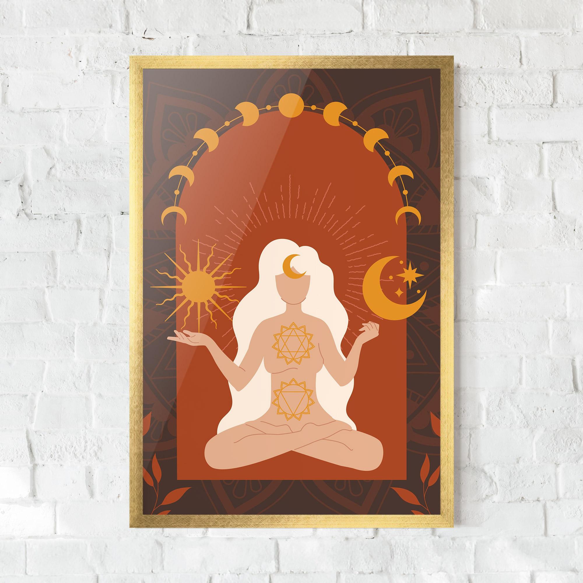 Gerahmte Poster Sun Moon Meditation mockup 0