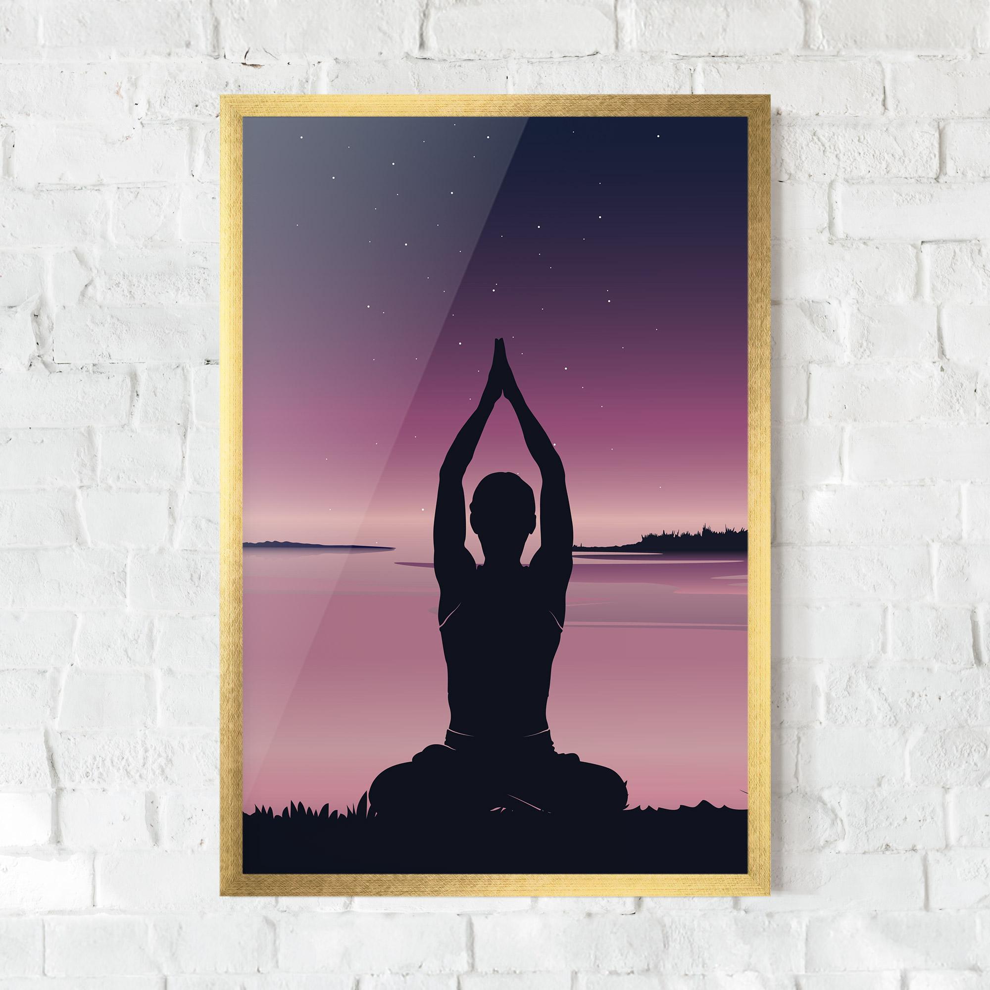 Gerahmte Poster Yoga Purple Sky mockup 0