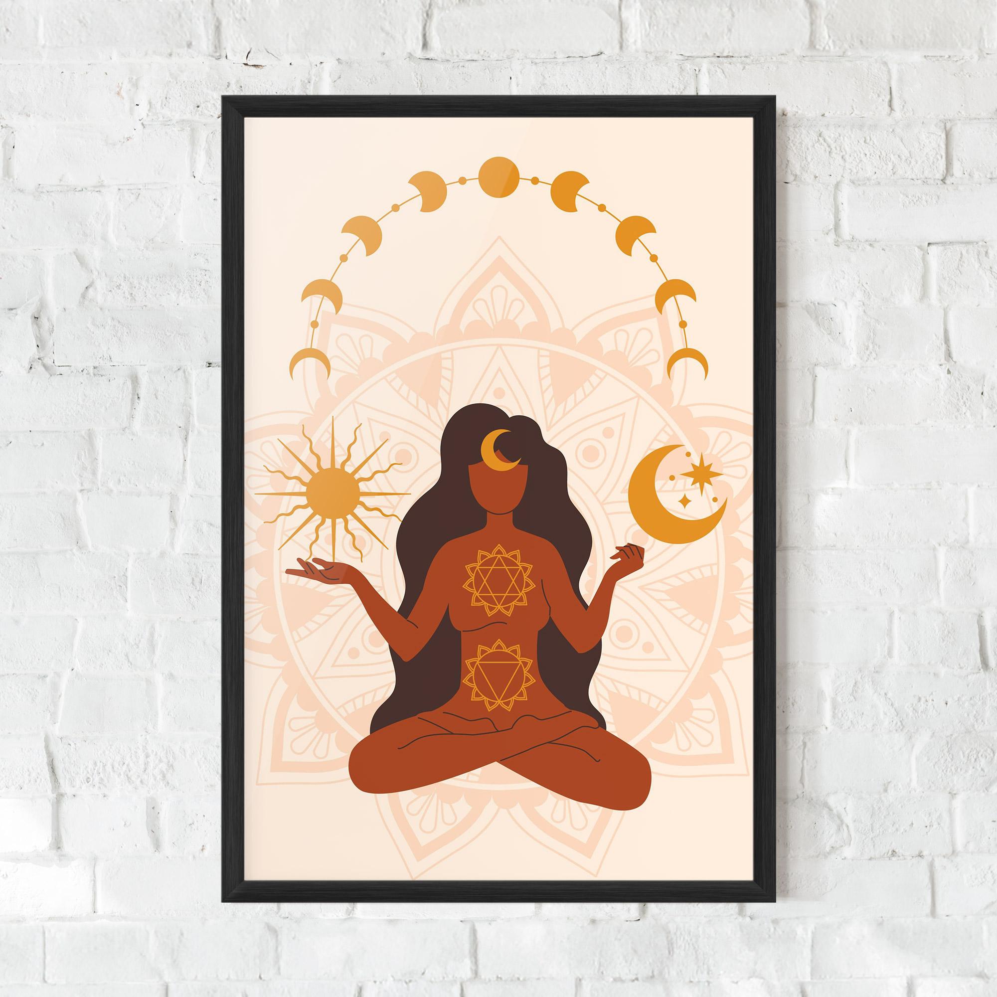 Gerahmte Poster Moon Sun Meditation mockup 0