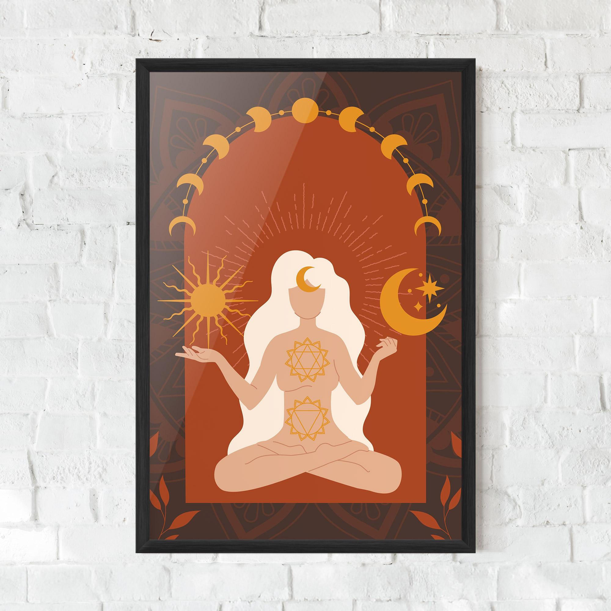 Gerahmte Poster Sun Moon Meditation mockup 0