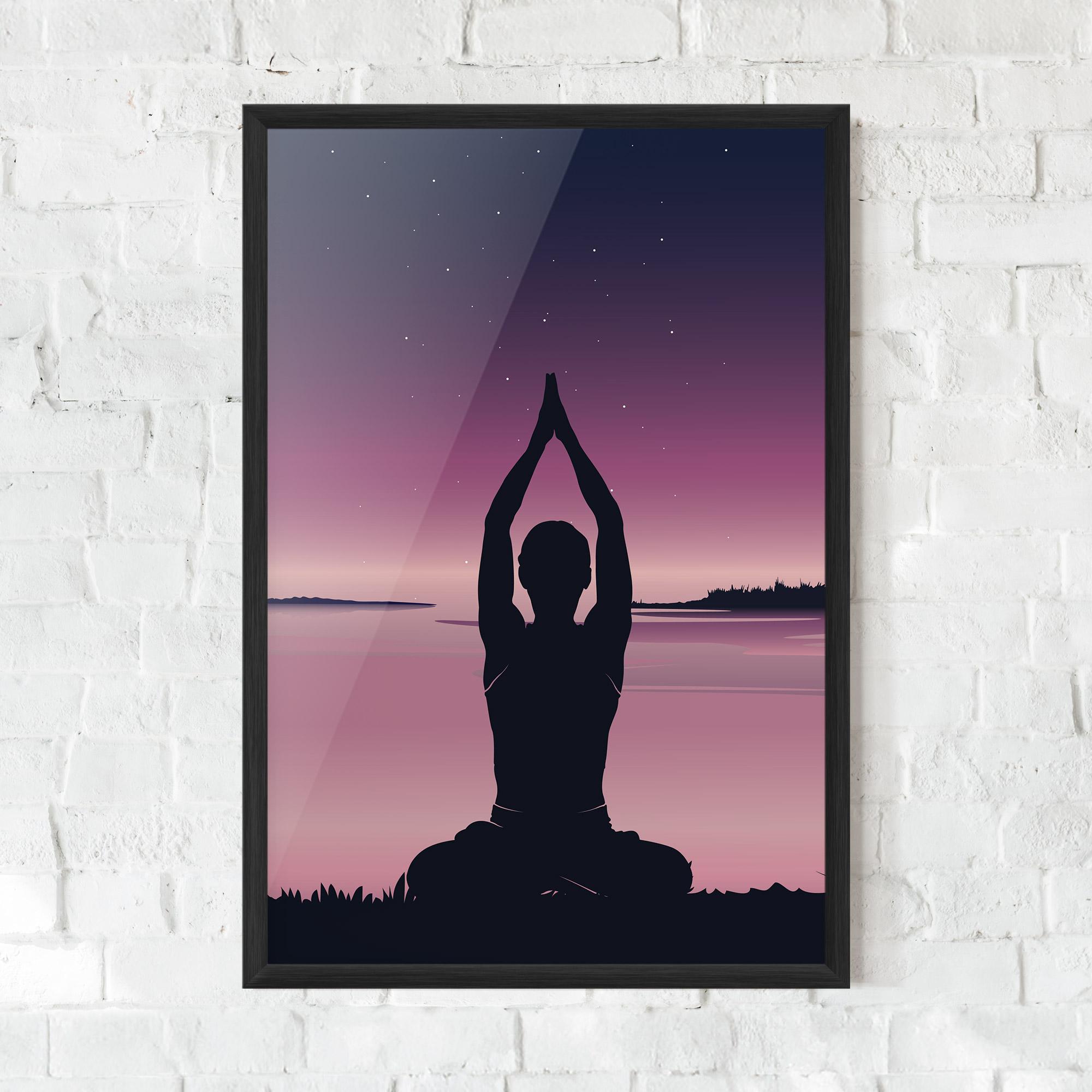 Gerahmte Poster Yoga Purple Sky mockup 0