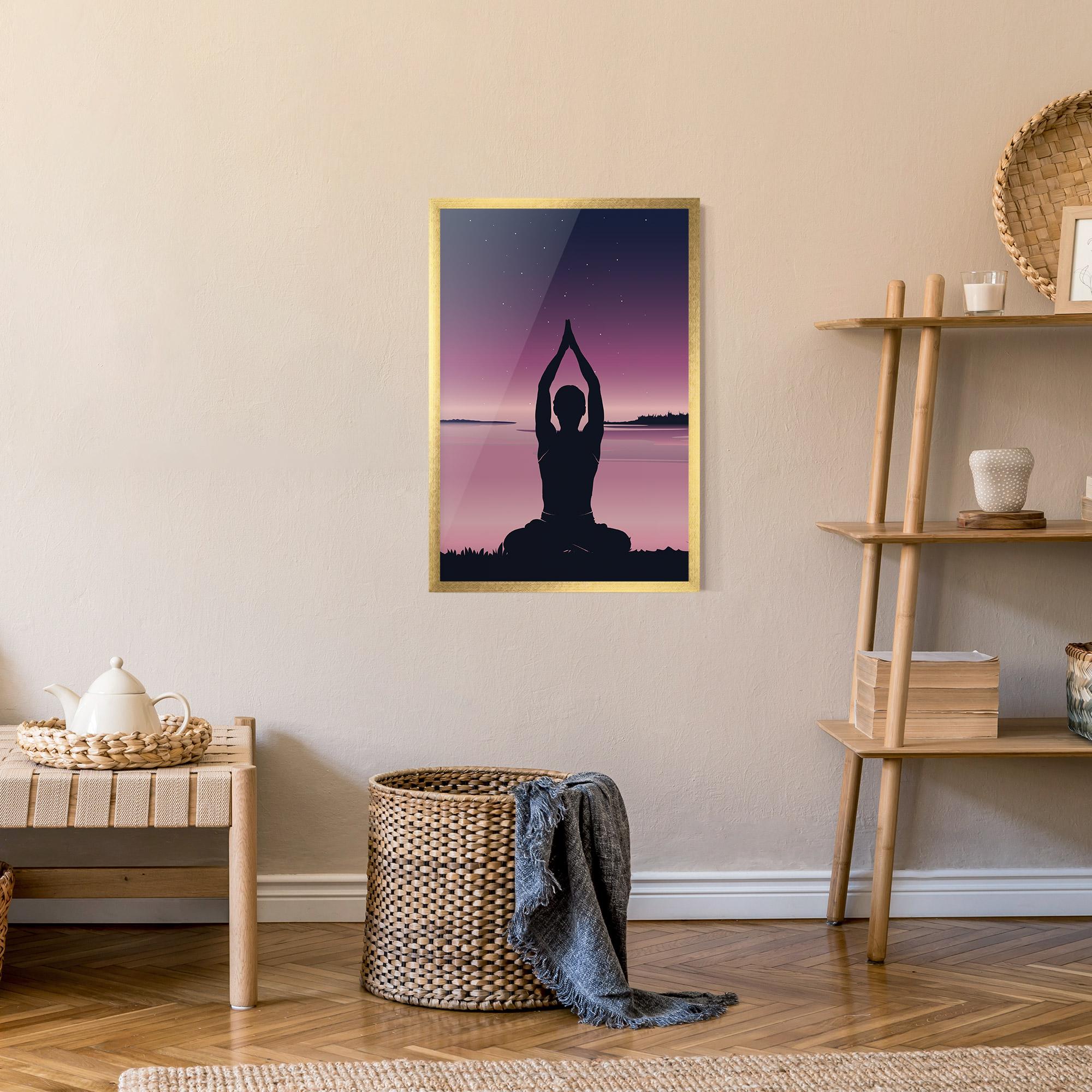 Gerahmte Poster Yoga Purple Sky mockup 9