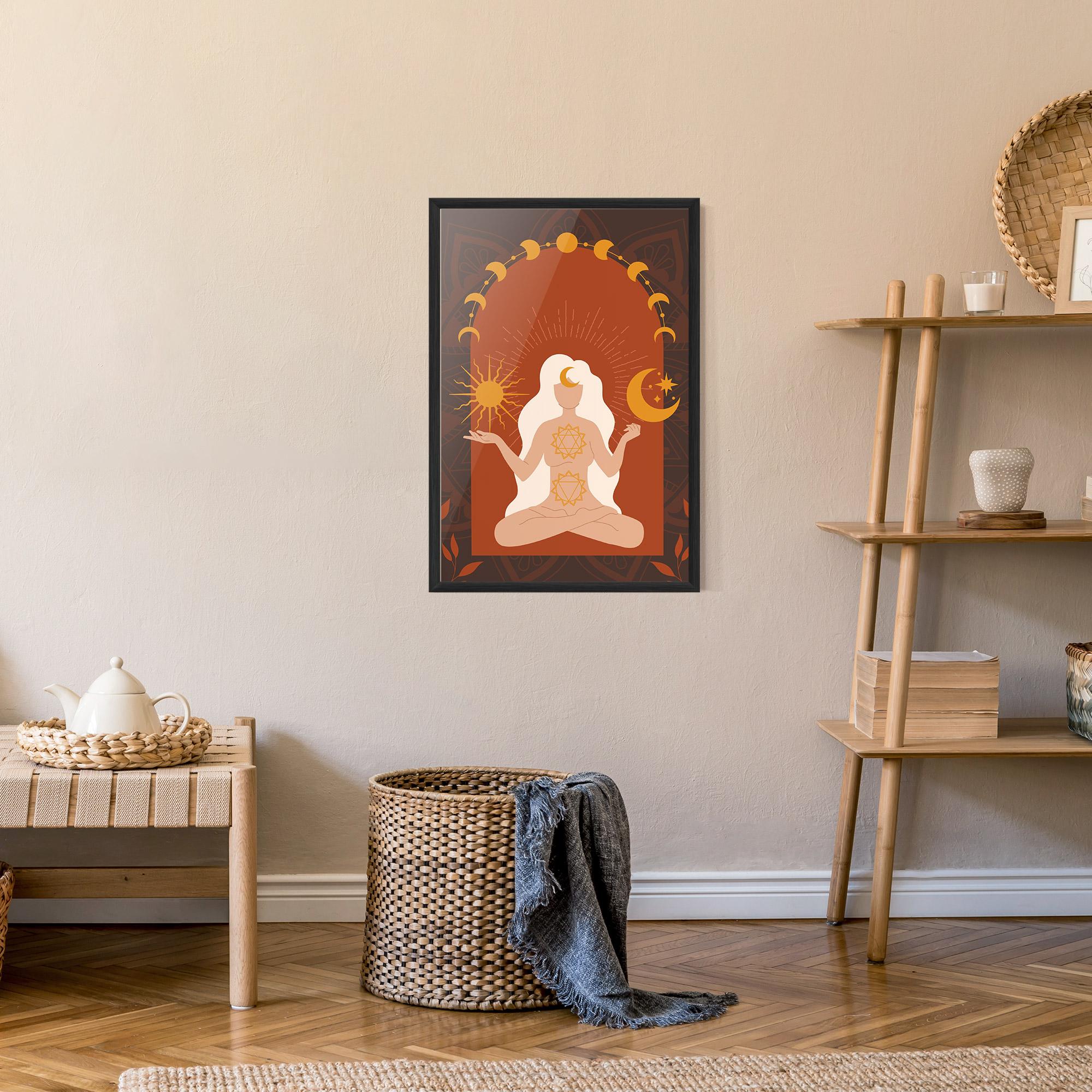 Gerahmte Poster Sun Moon Meditation mockup 9
