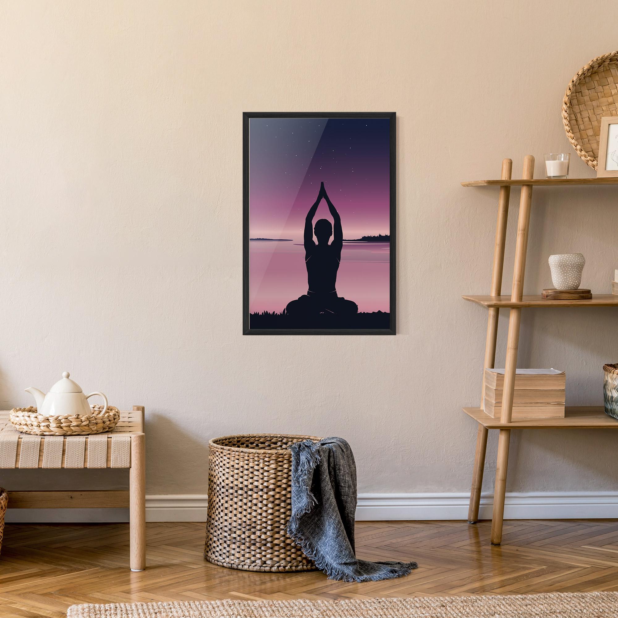 Gerahmte Poster Yoga Purple Sky mockup 9
