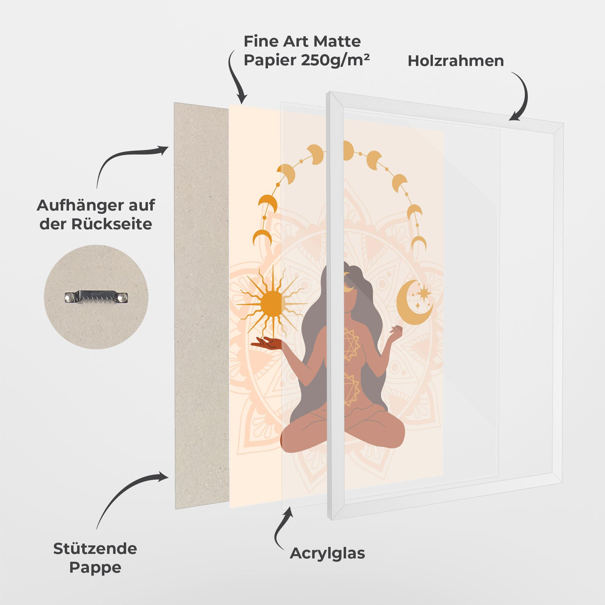 Gerahmte Poster Moon Sun Meditation mockup 1