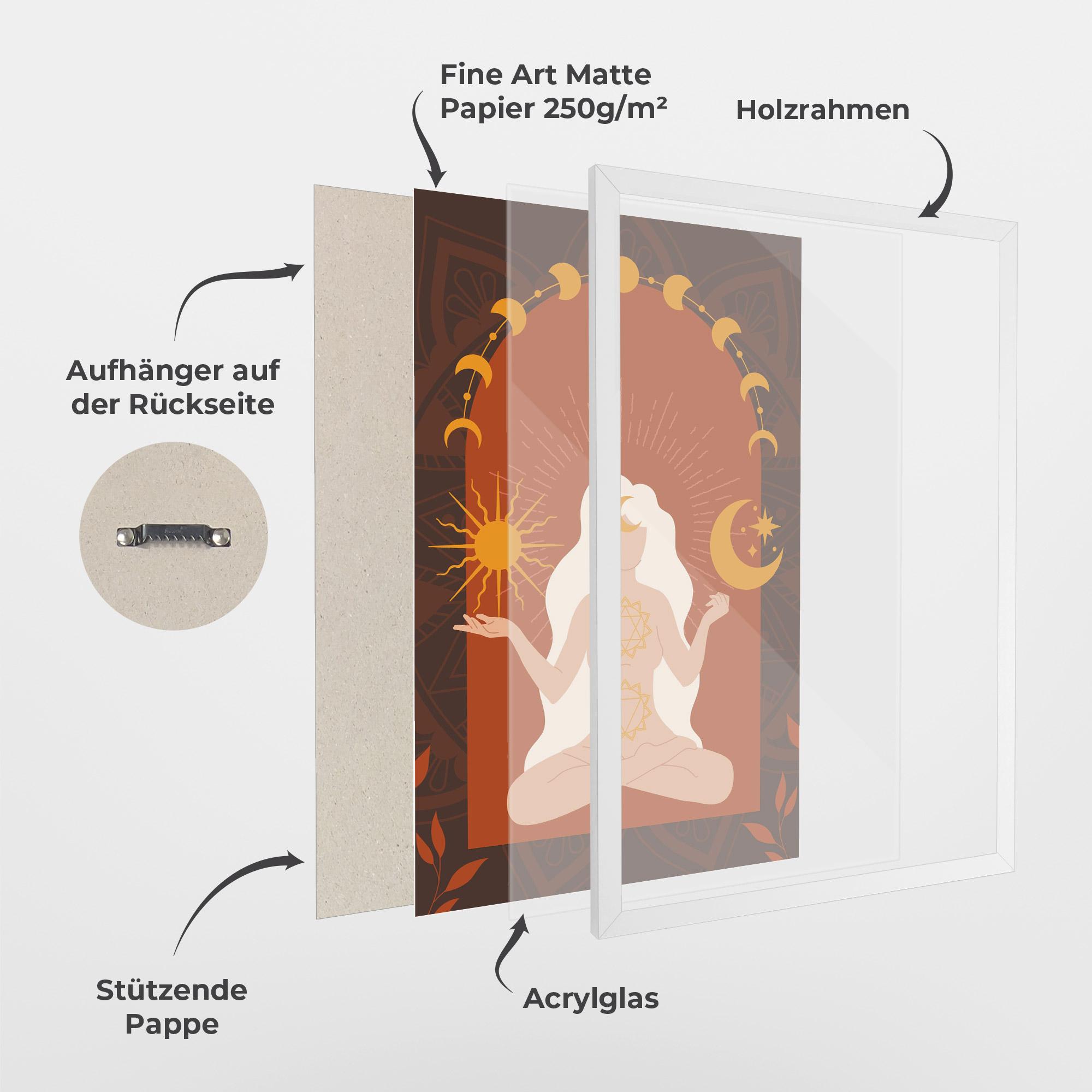 Gerahmte Poster Sun Moon Meditation mockup 1