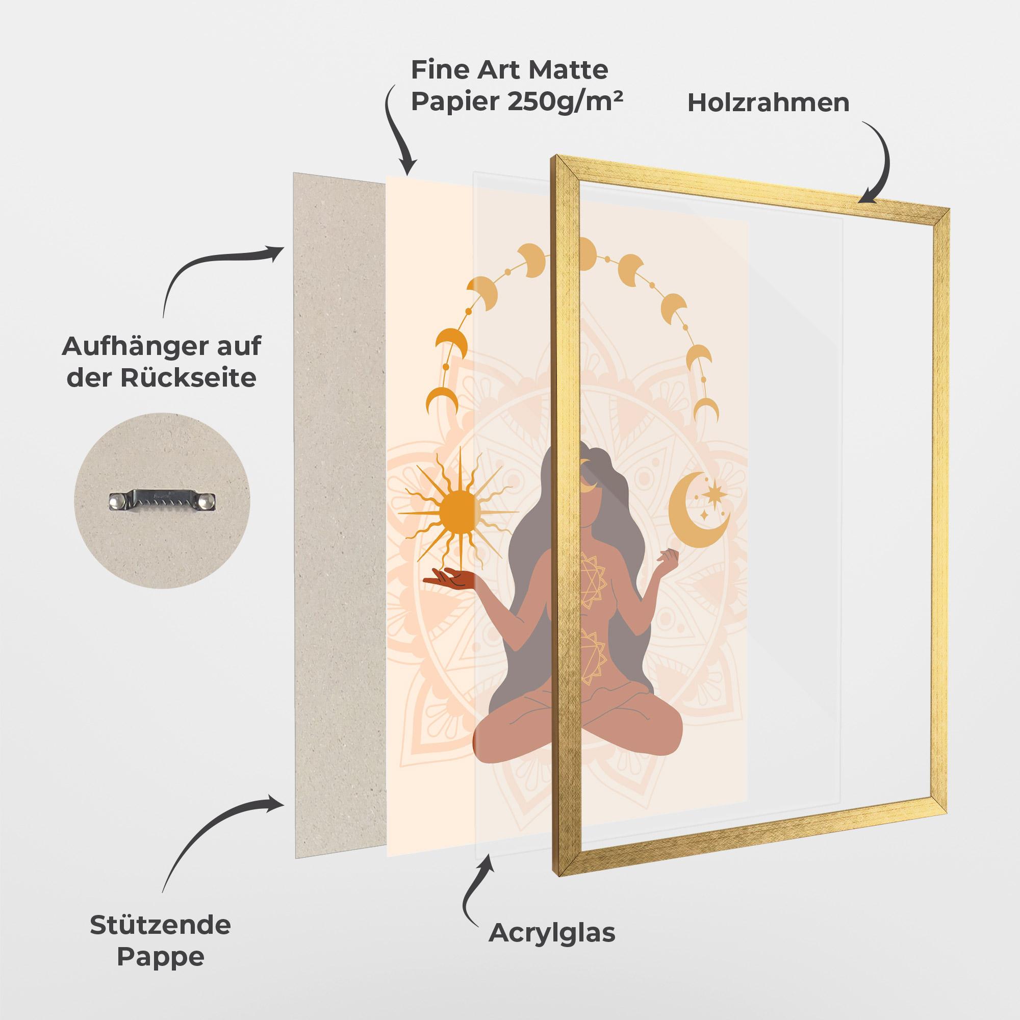 Gerahmte Poster Moon Sun Meditation mockup 1