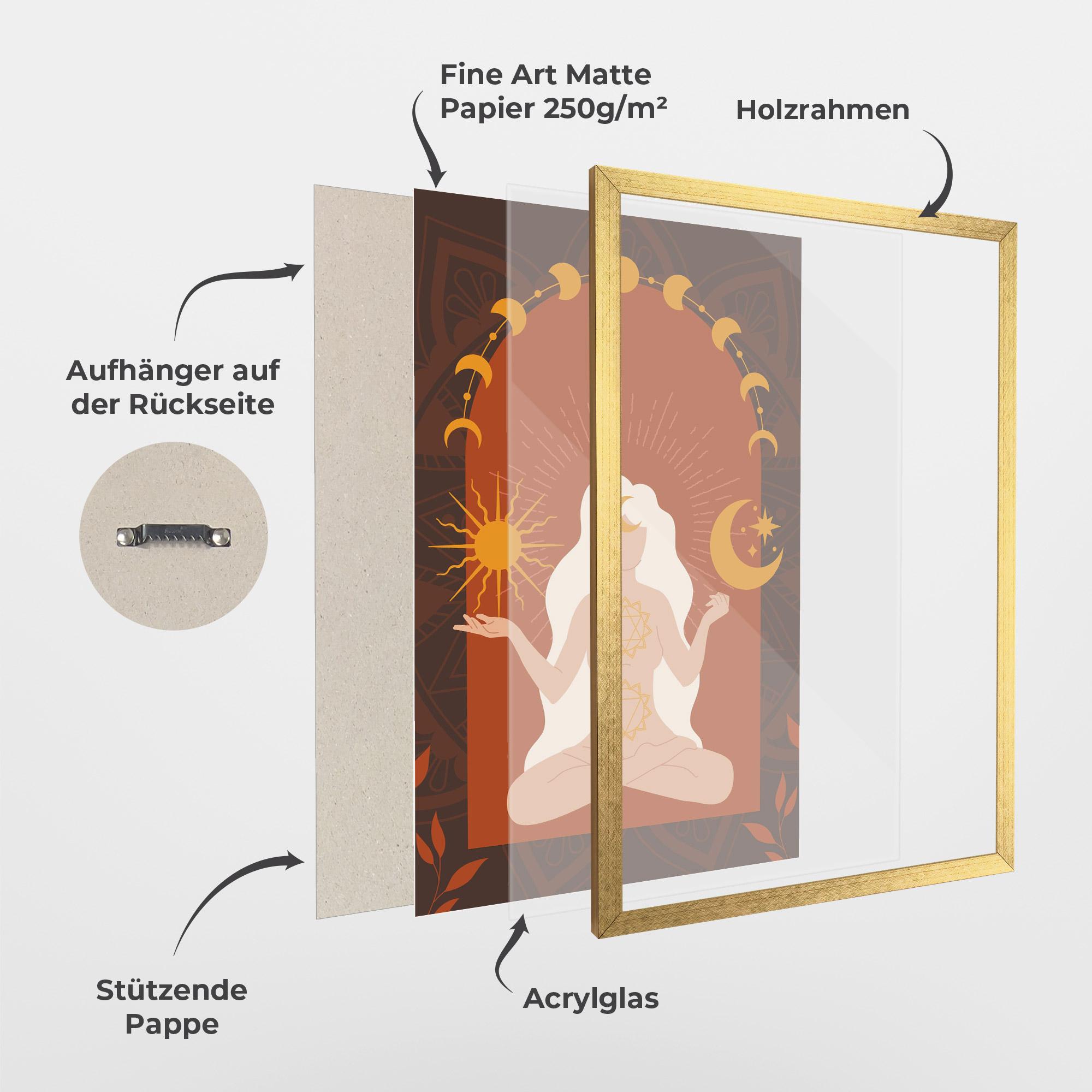 Gerahmte Poster Sun Moon Meditation mockup 1