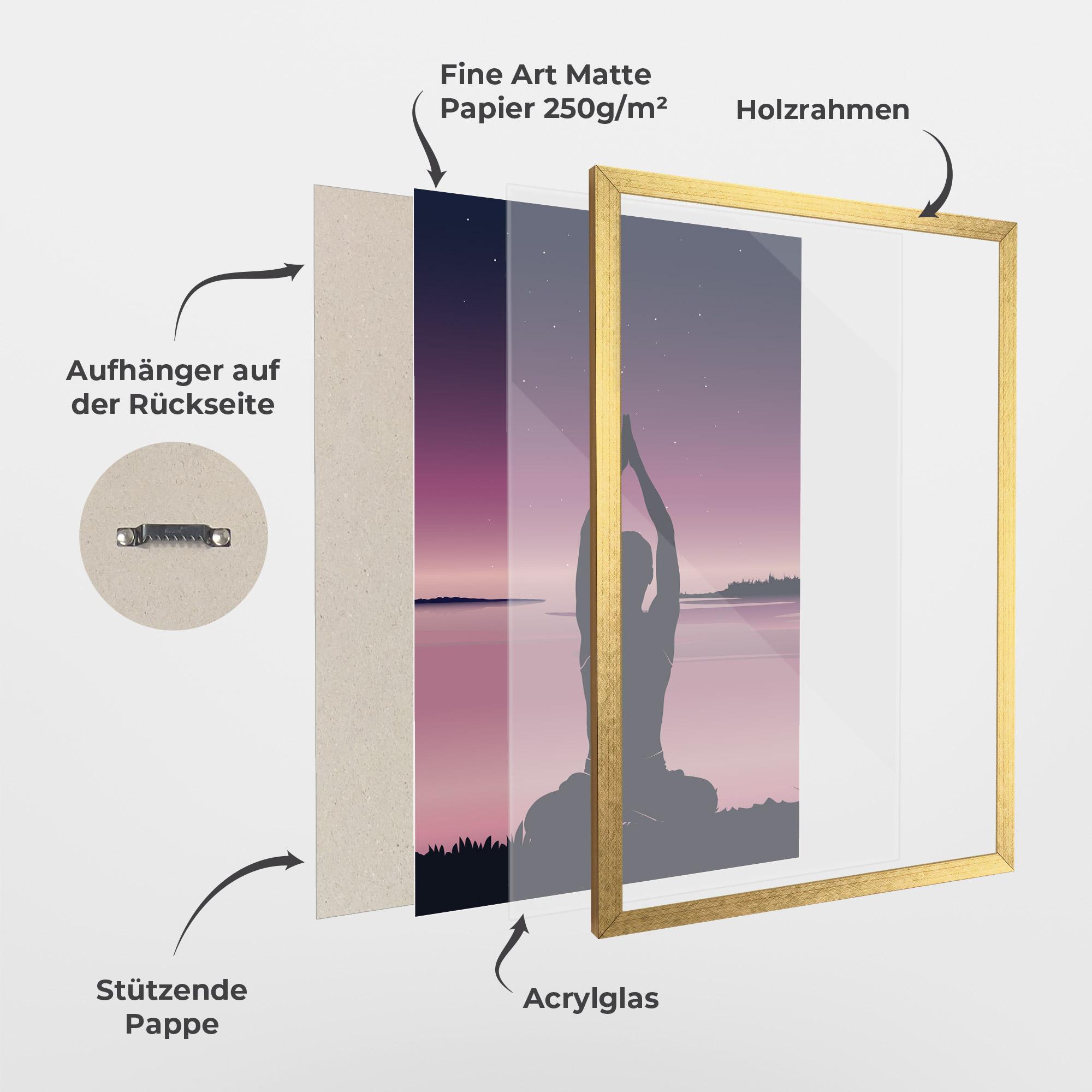 Gerahmte Poster Yoga Purple Sky mockup 1