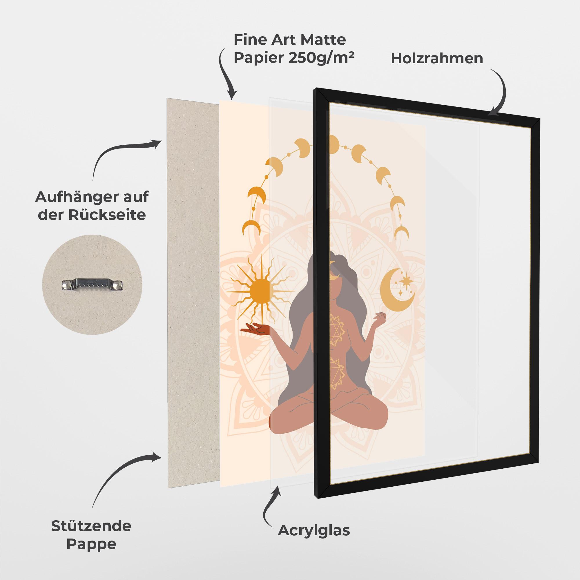 Gerahmte Poster Moon Sun Meditation mockup 1