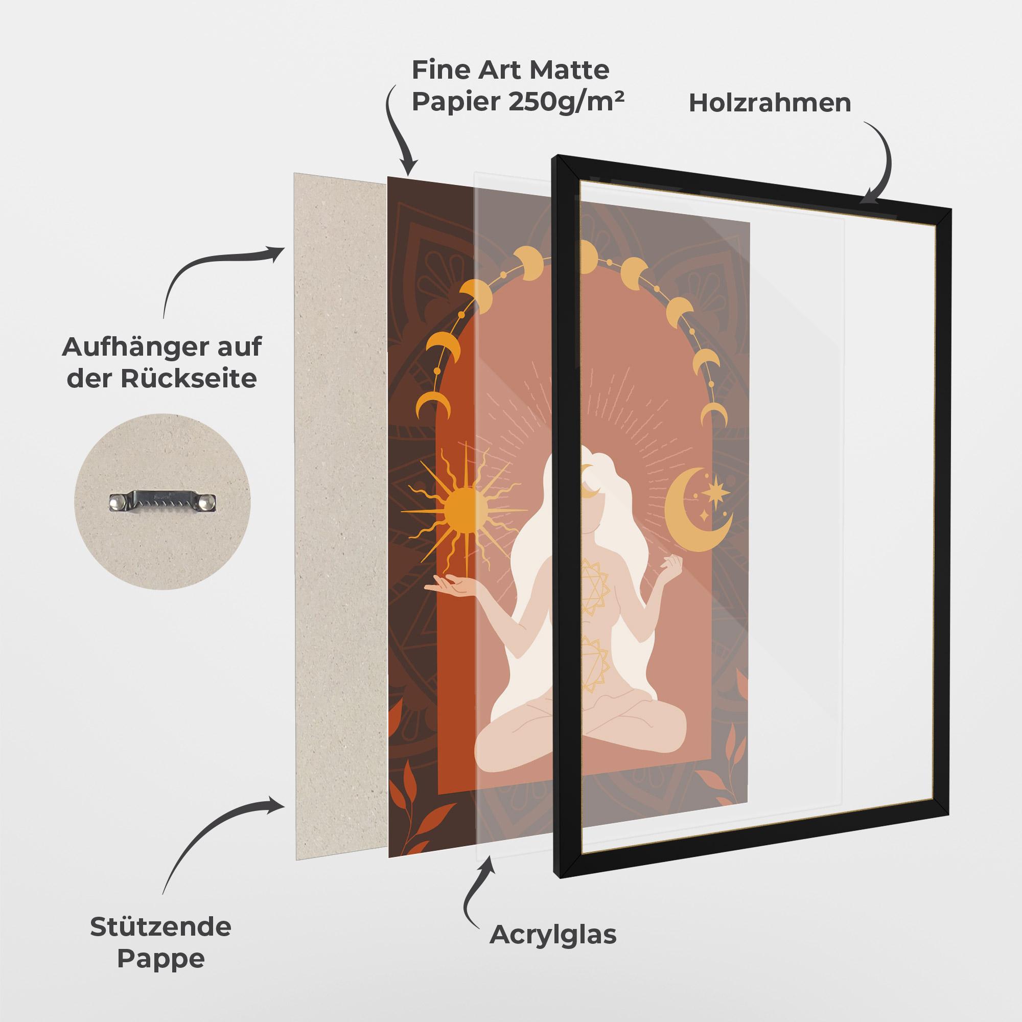 Gerahmte Poster Sun Moon Meditation mockup 1