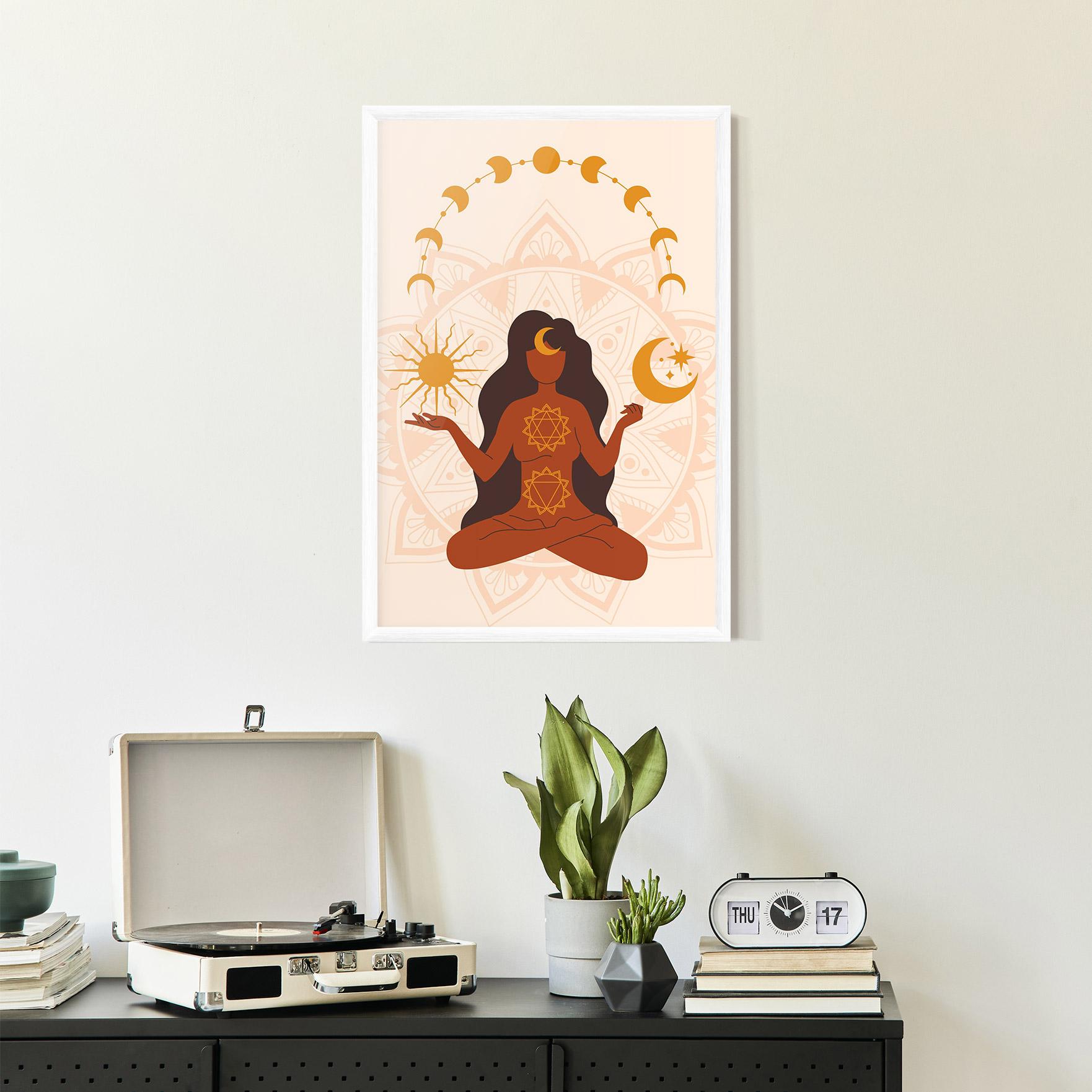 Gerahmte Poster Moon Sun Meditation mockup 2