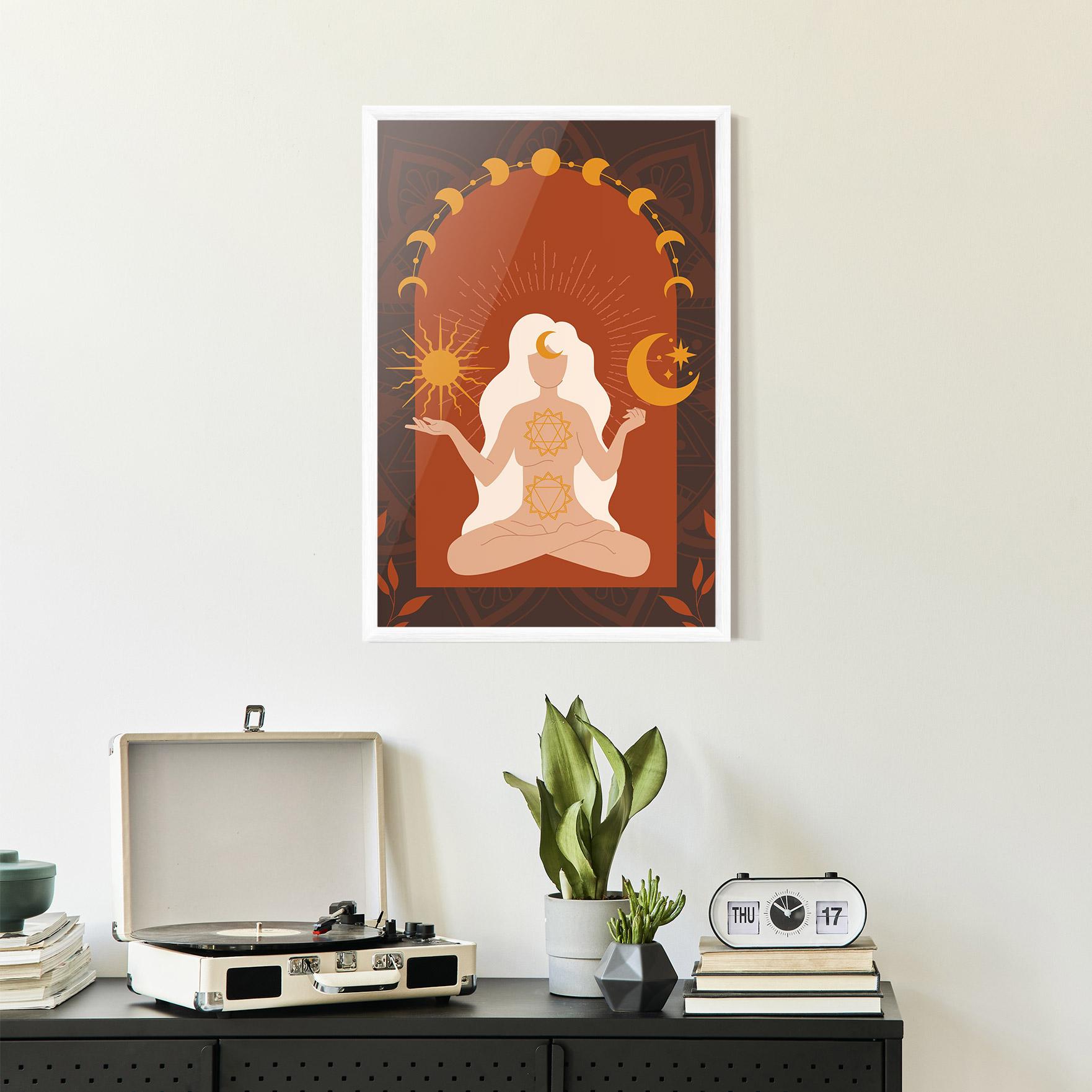 Gerahmte Poster Sun Moon Meditation mockup 2