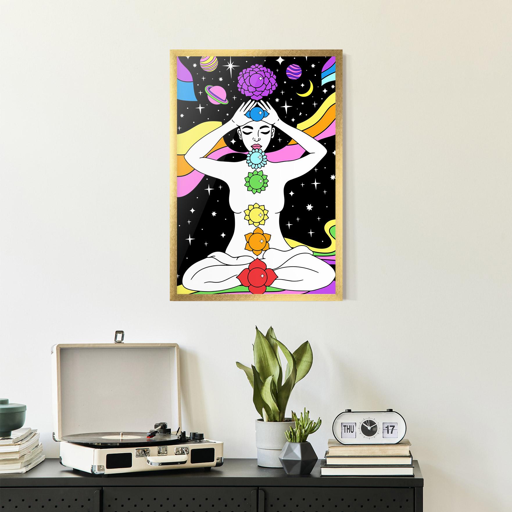 Gerahmte Poster Chakras Meditation mockup 2