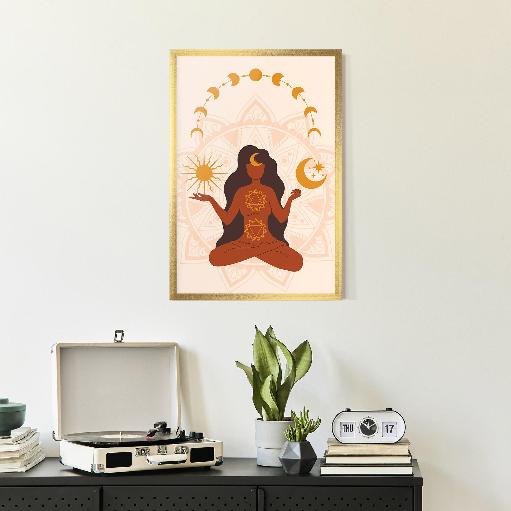 Gerahmte Poster Moon Sun Meditation mockup 2
