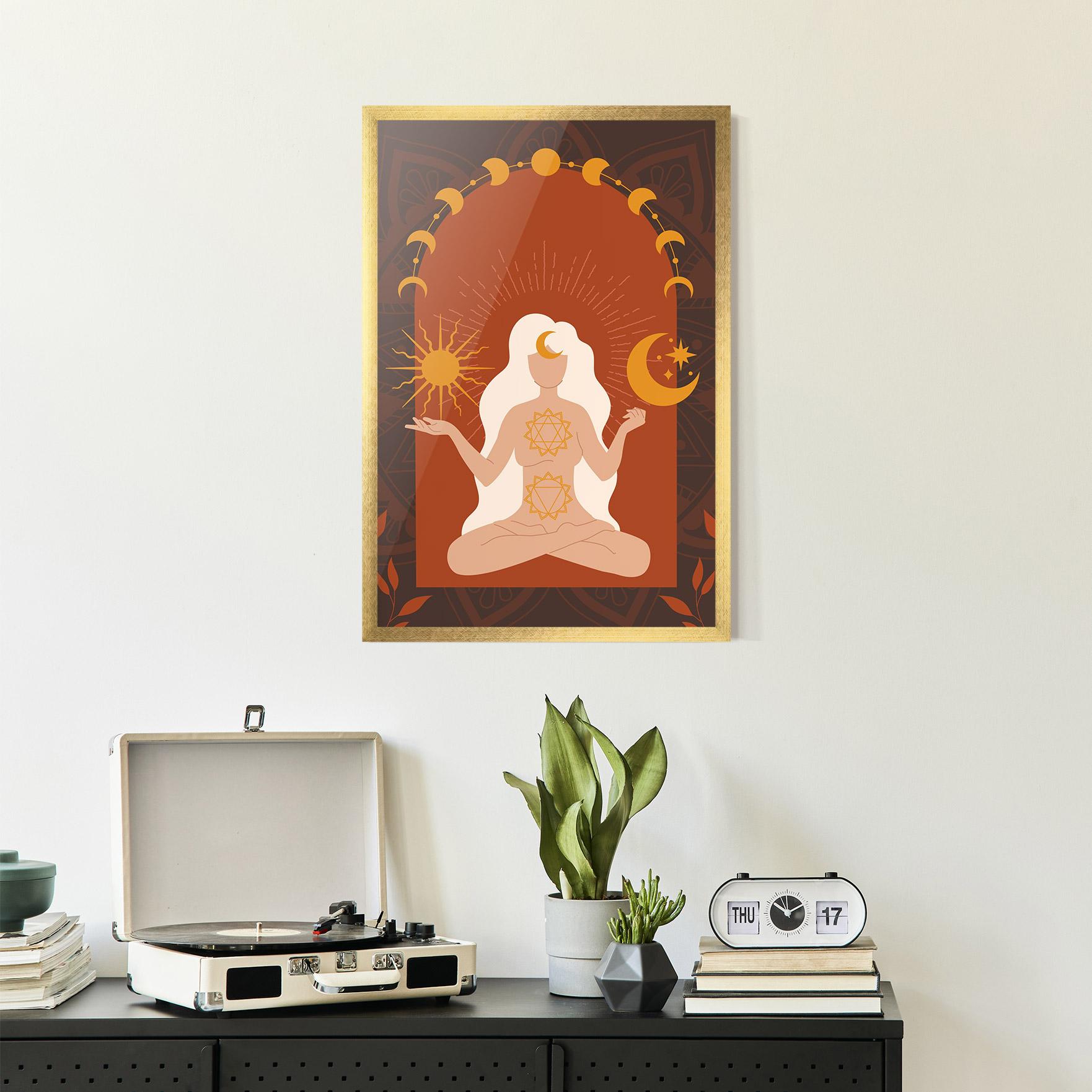 Gerahmte Poster Sun Moon Meditation mockup 2