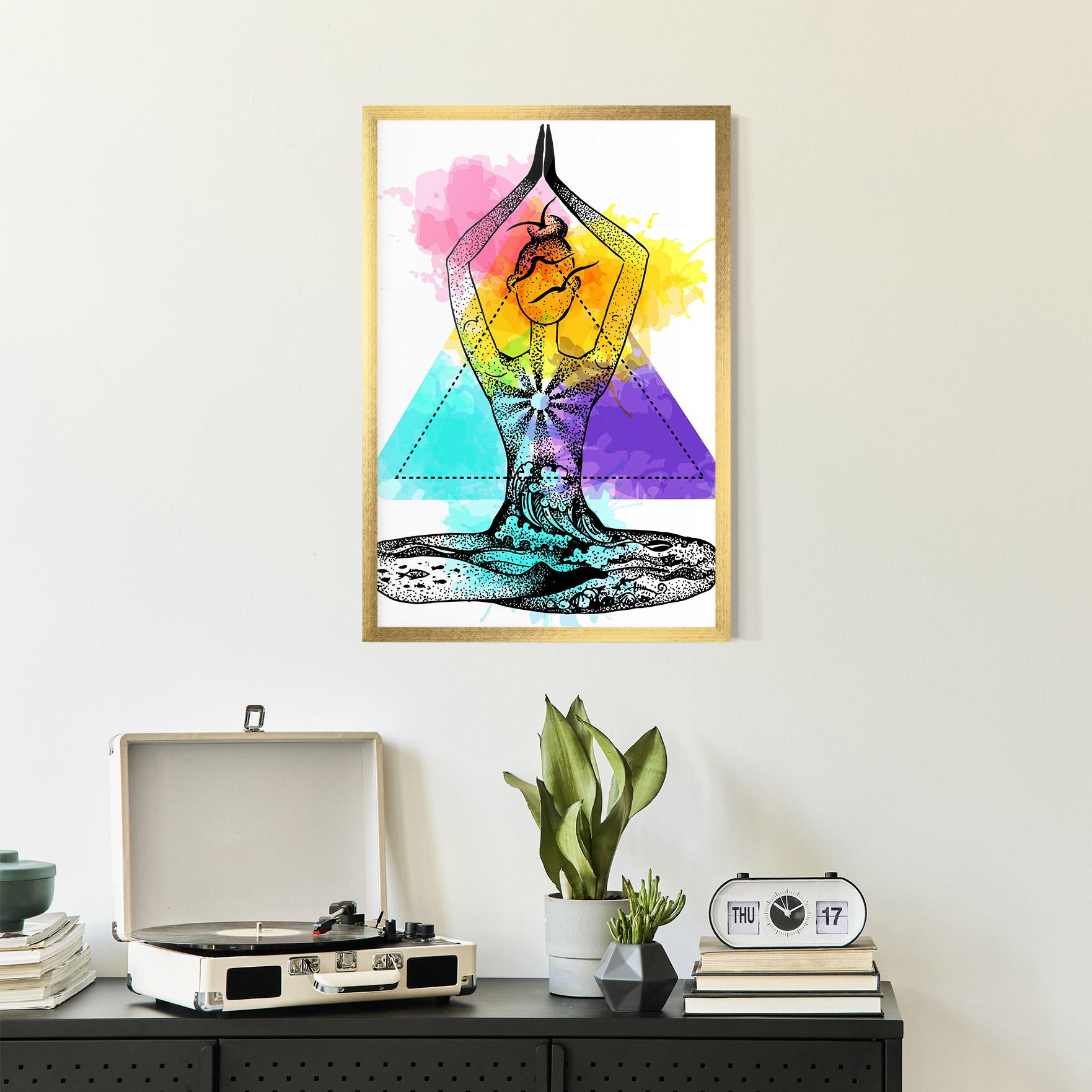 Gerahmte Poster Yoga Triangle mockup 2