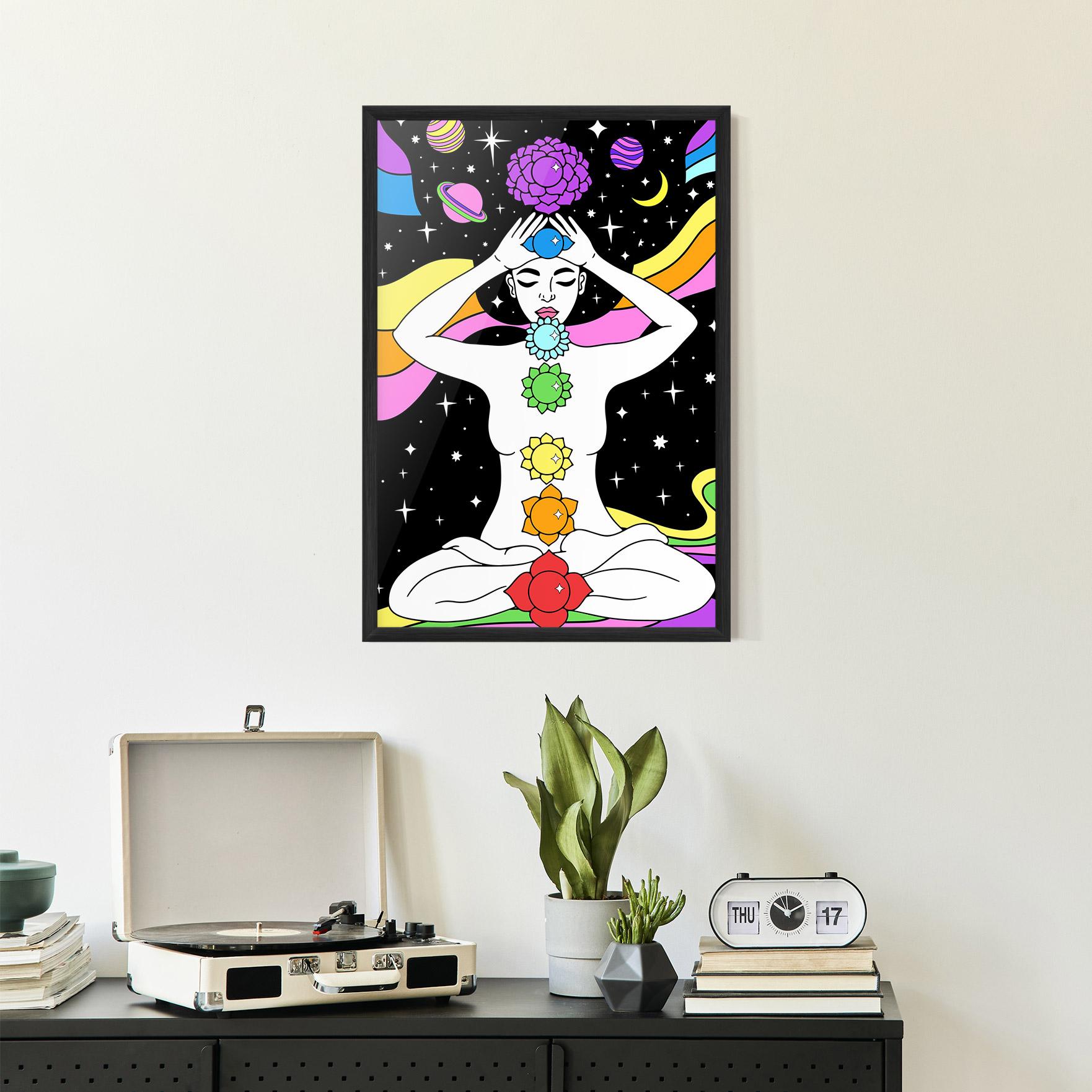 Gerahmte Poster Chakras Meditation mockup 2