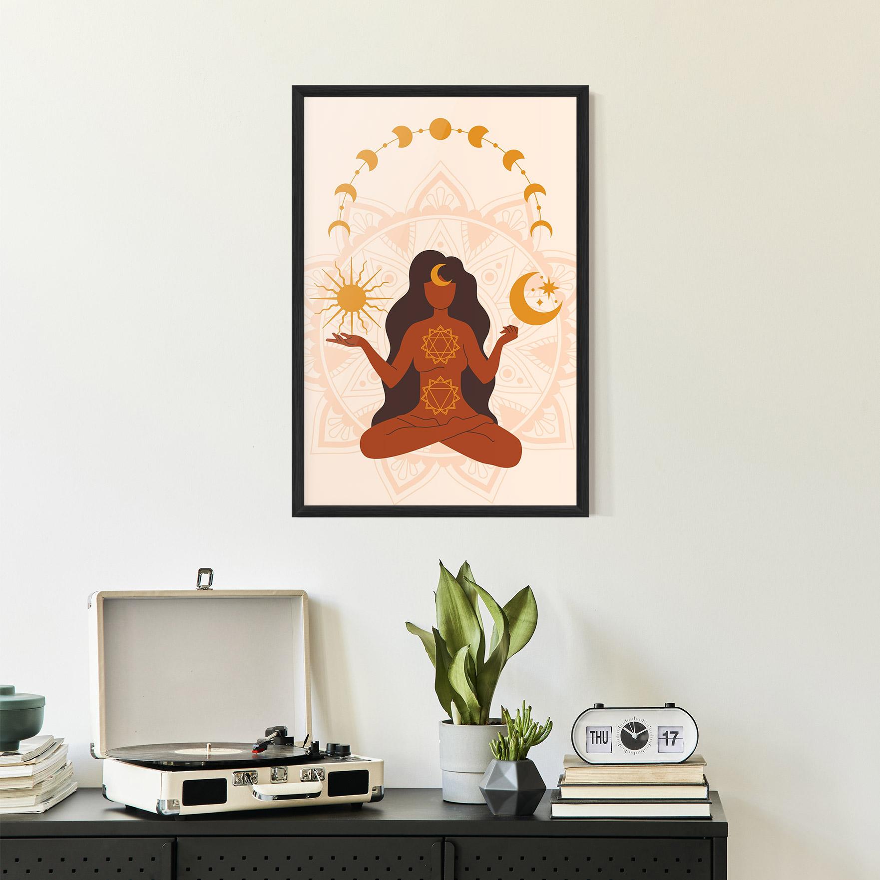 Gerahmte Poster Moon Sun Meditation mockup 2