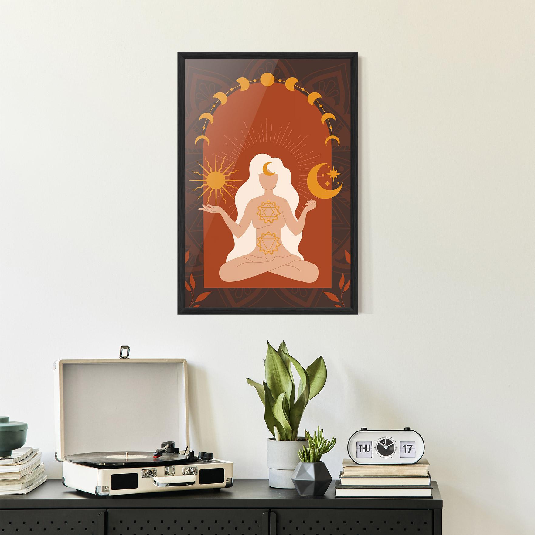 Gerahmte Poster Sun Moon Meditation mockup 2
