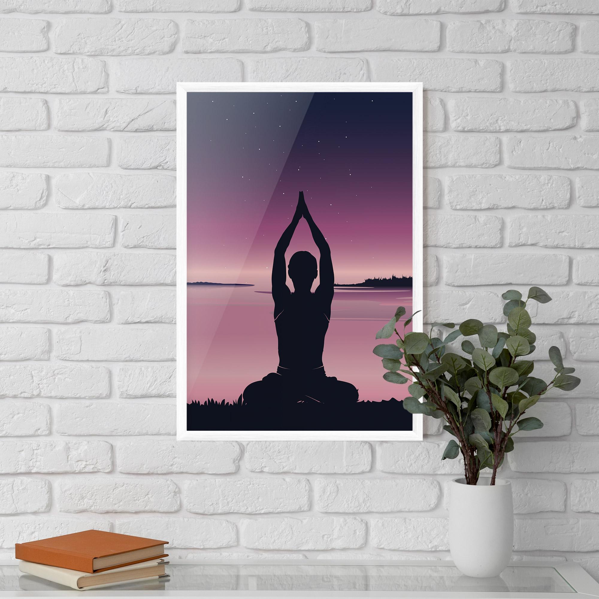 Gerahmte Poster Yoga Purple Sky mockup 5
