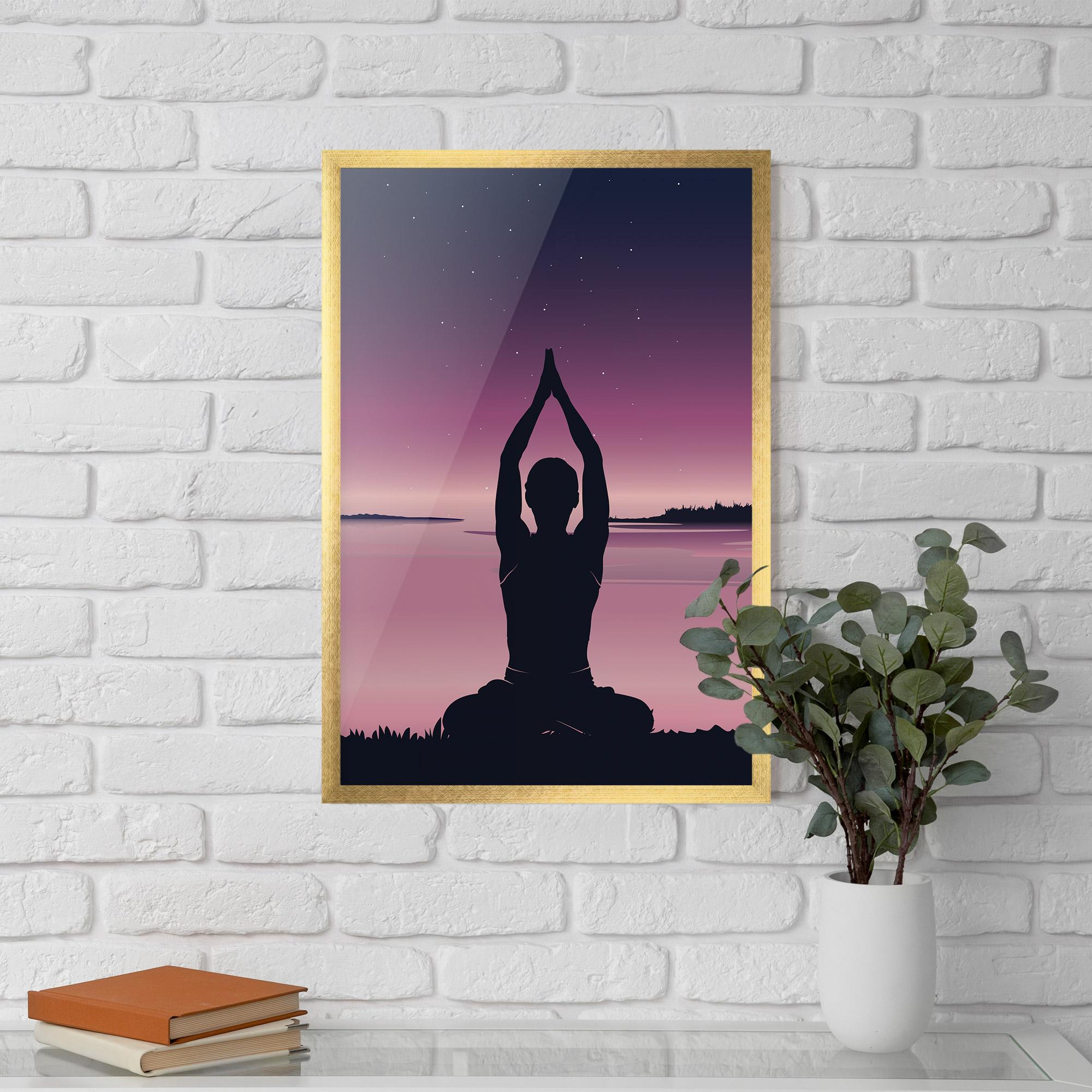 Gerahmte Poster Yoga Purple Sky mockup 5