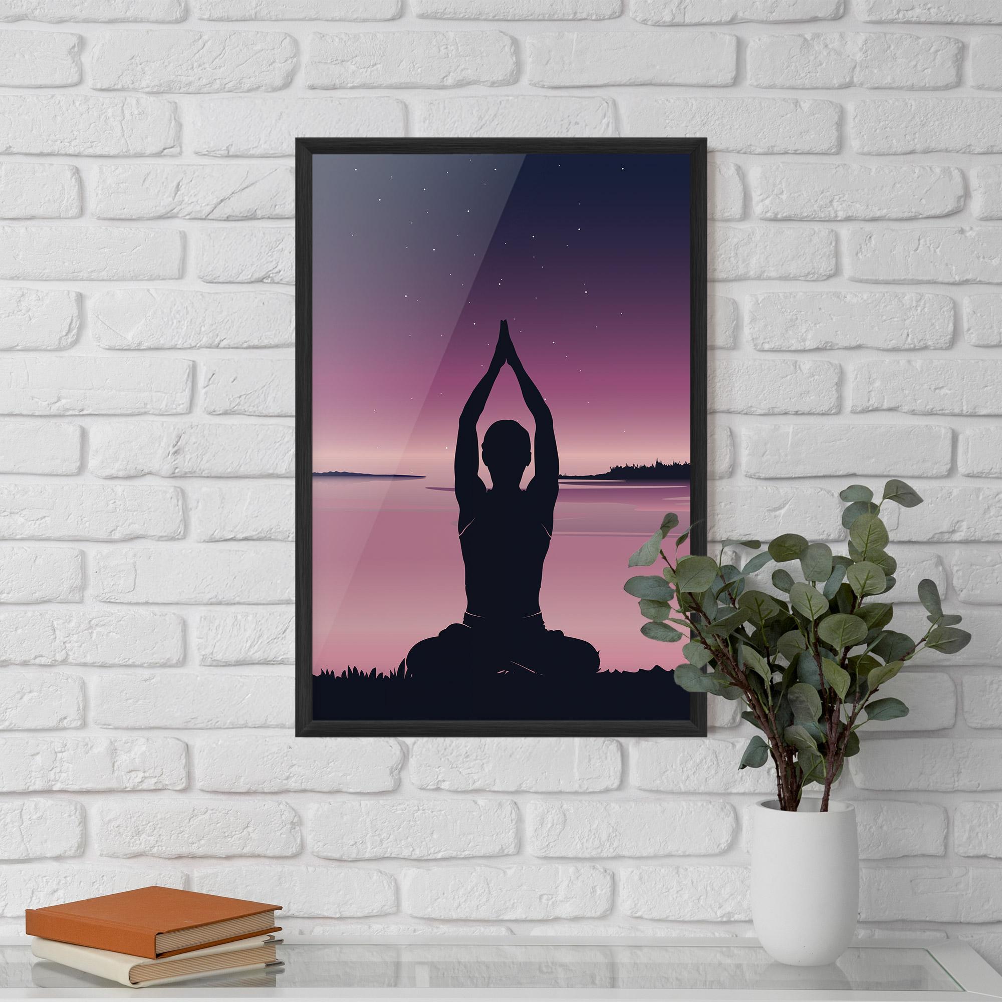 Gerahmte Poster Yoga Purple Sky mockup 5