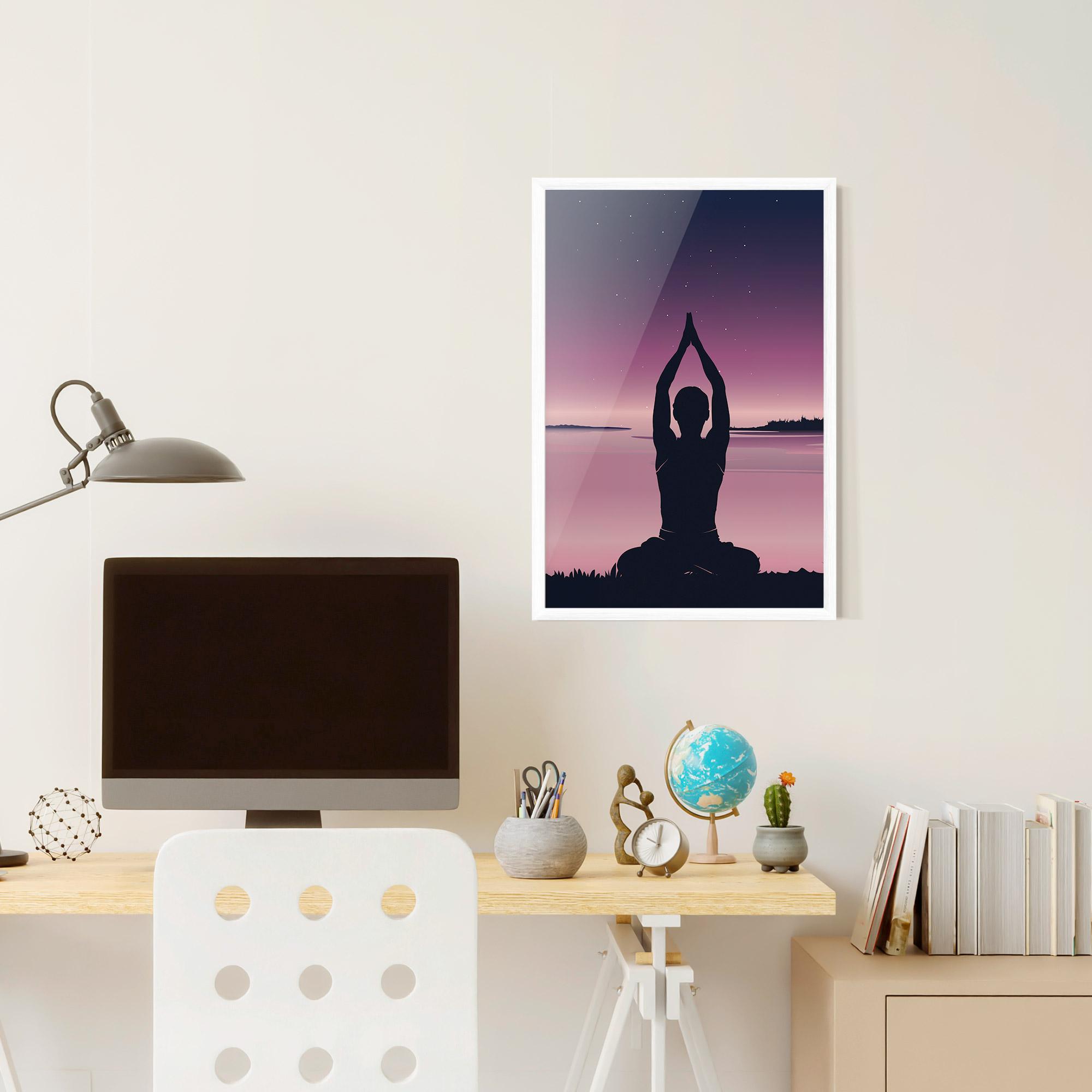 Gerahmte Poster Yoga Purple Sky mockup 6