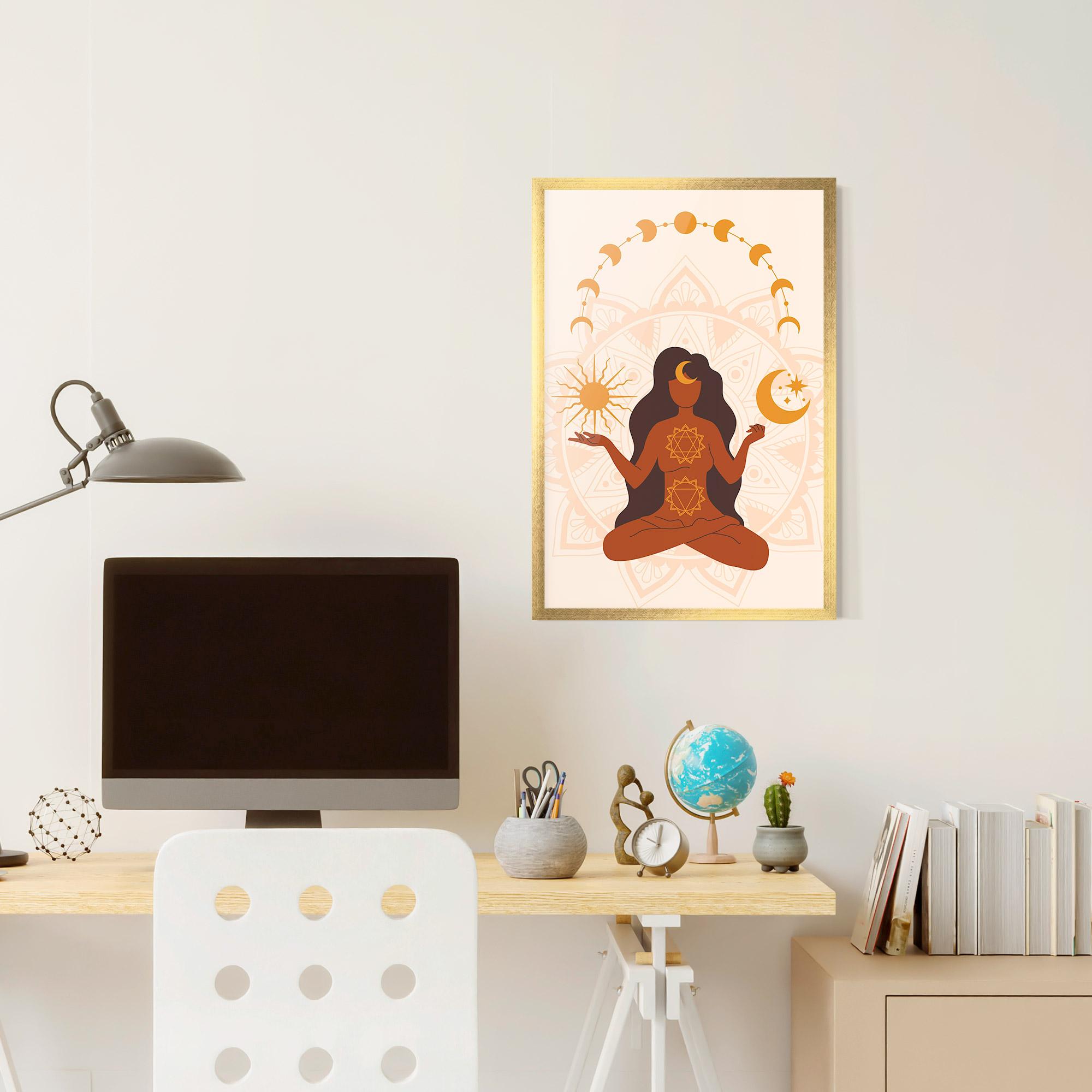 Gerahmte Poster Moon Sun Meditation mockup 6