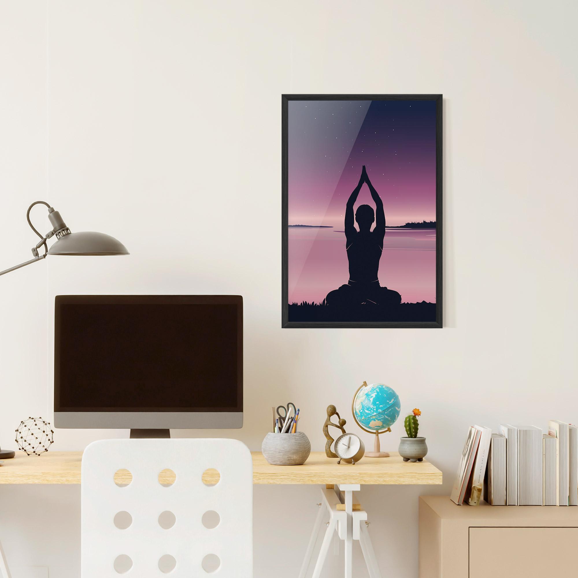 Gerahmte Poster Yoga Purple Sky mockup 6