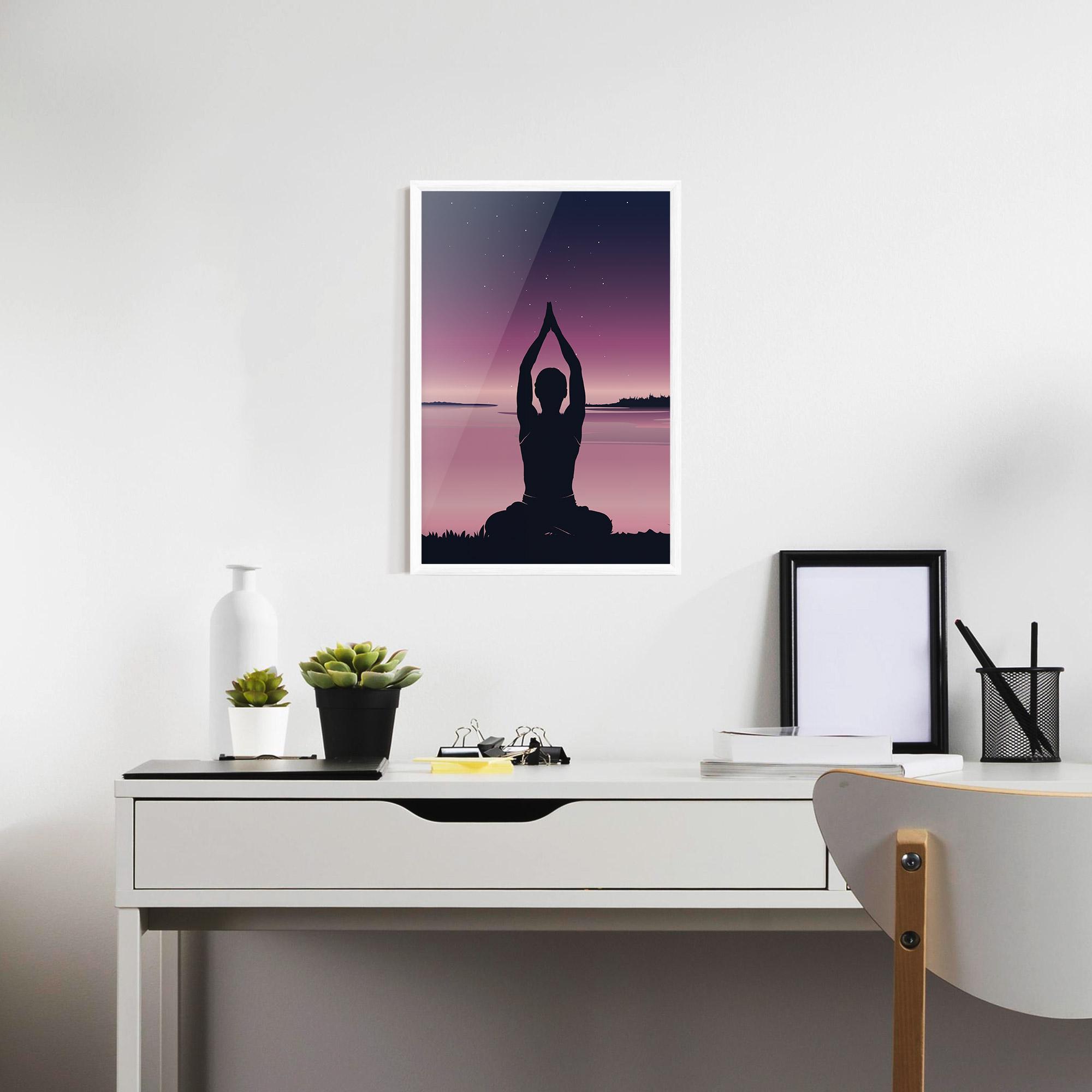 Gerahmte Poster Yoga Purple Sky mockup 7