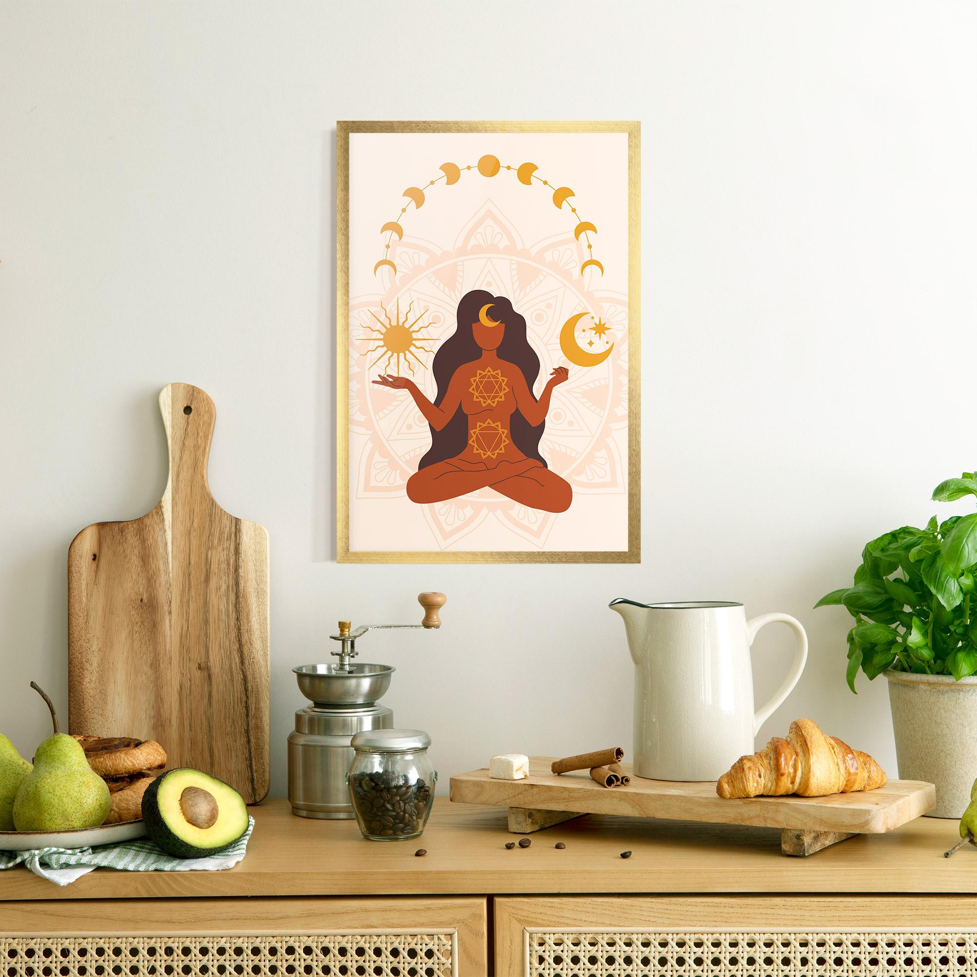 Gerahmte Poster Moon Sun Meditation mockup 8